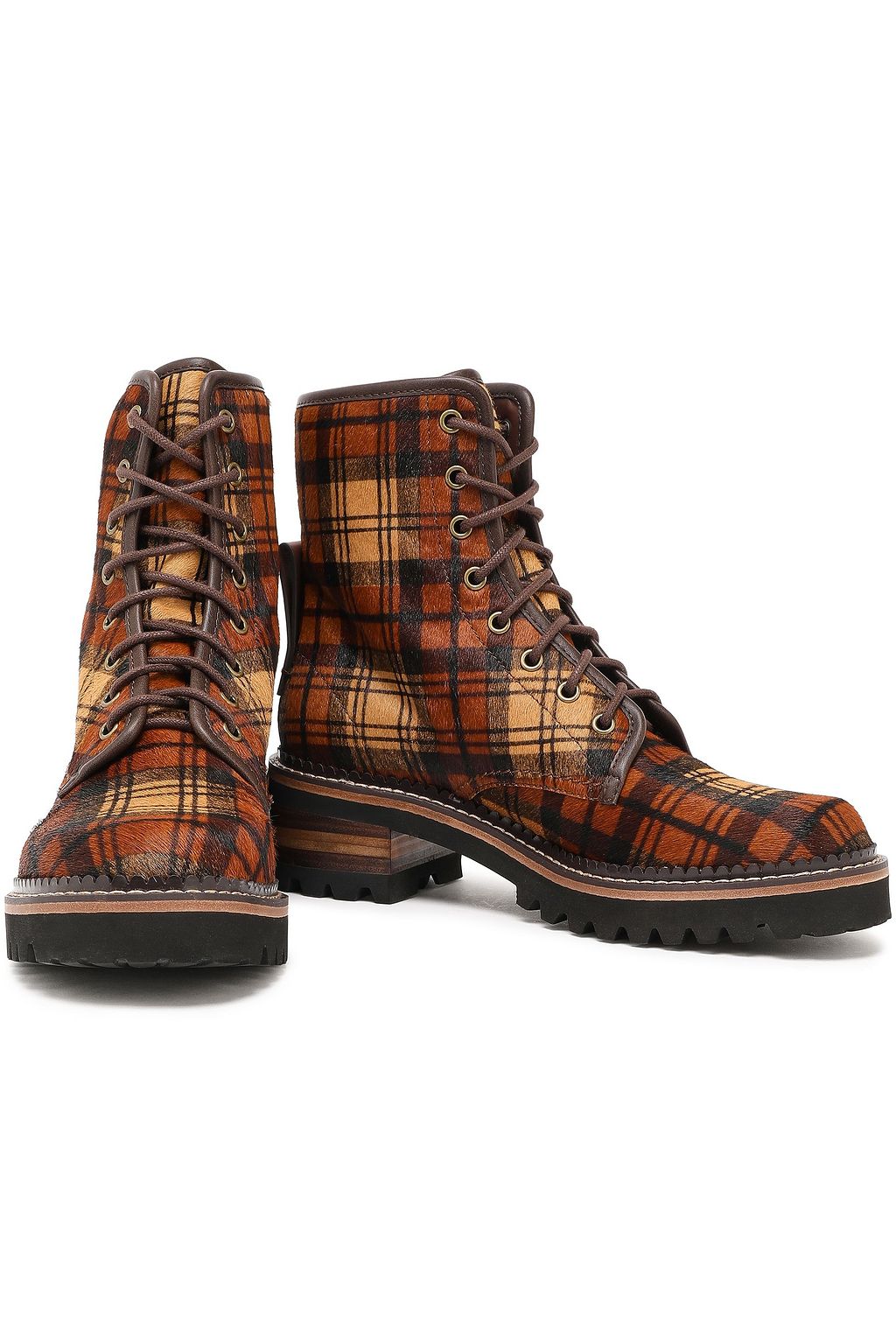 SEE BY CHLOÉ Marta leather-trimmed checked calf hair ankle boots