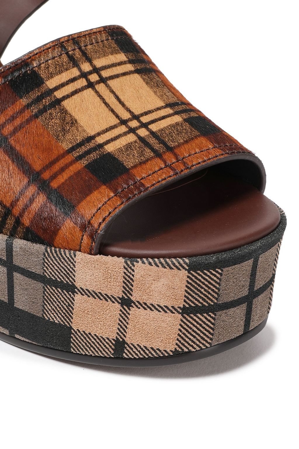 SEE BY CHLOÉ Marta checked suede and calf hair platform sandals