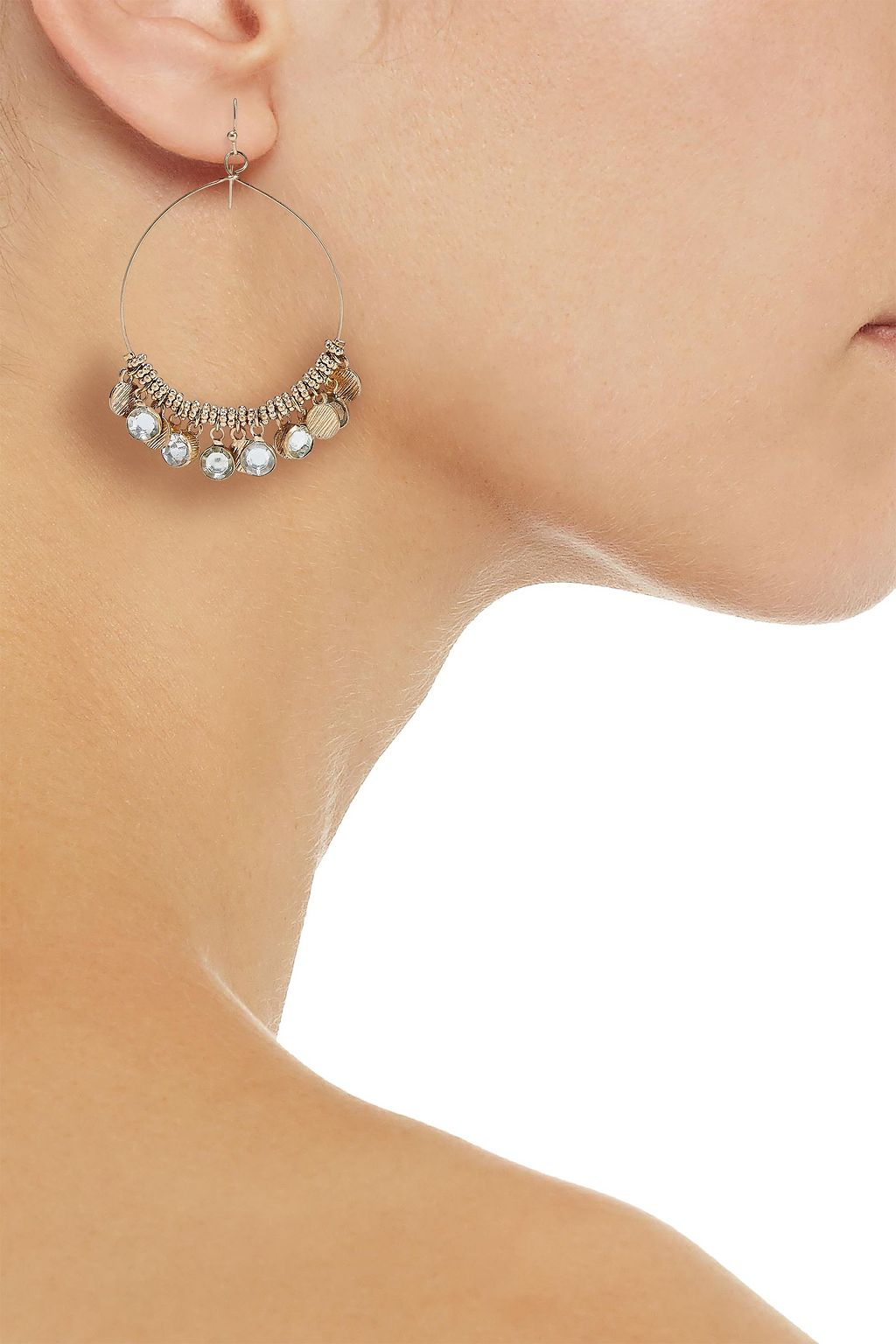 KENNETH JAY LANE Burnished gold-tone crystal earrings