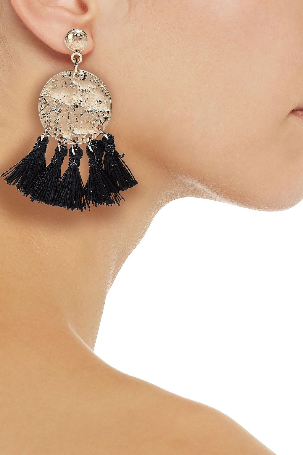 KENNETH JAY LANE Burnished gold-tone tassel earrings