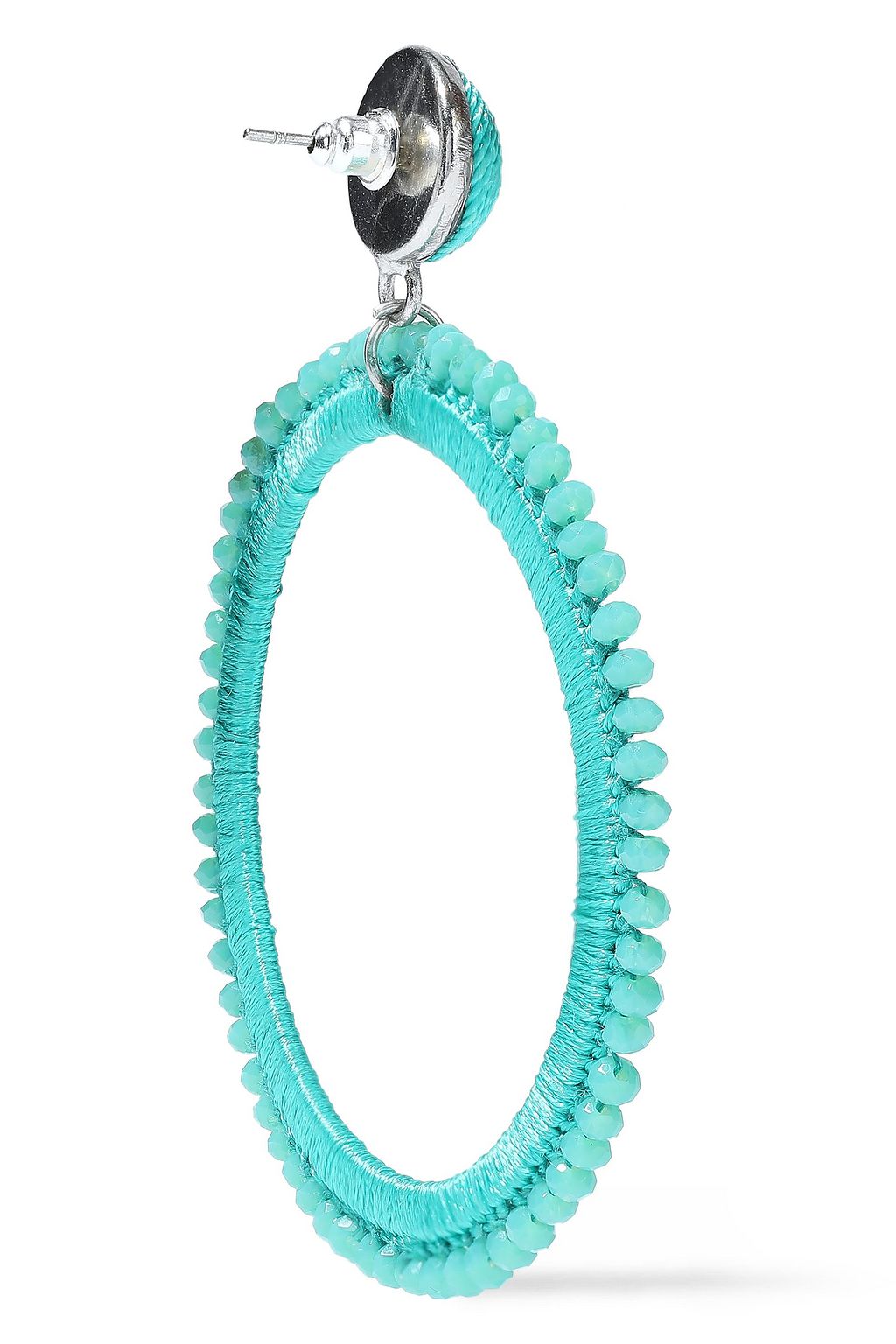 KENNETH JAY LANE Silver-tone, bead and cord hoop earrings