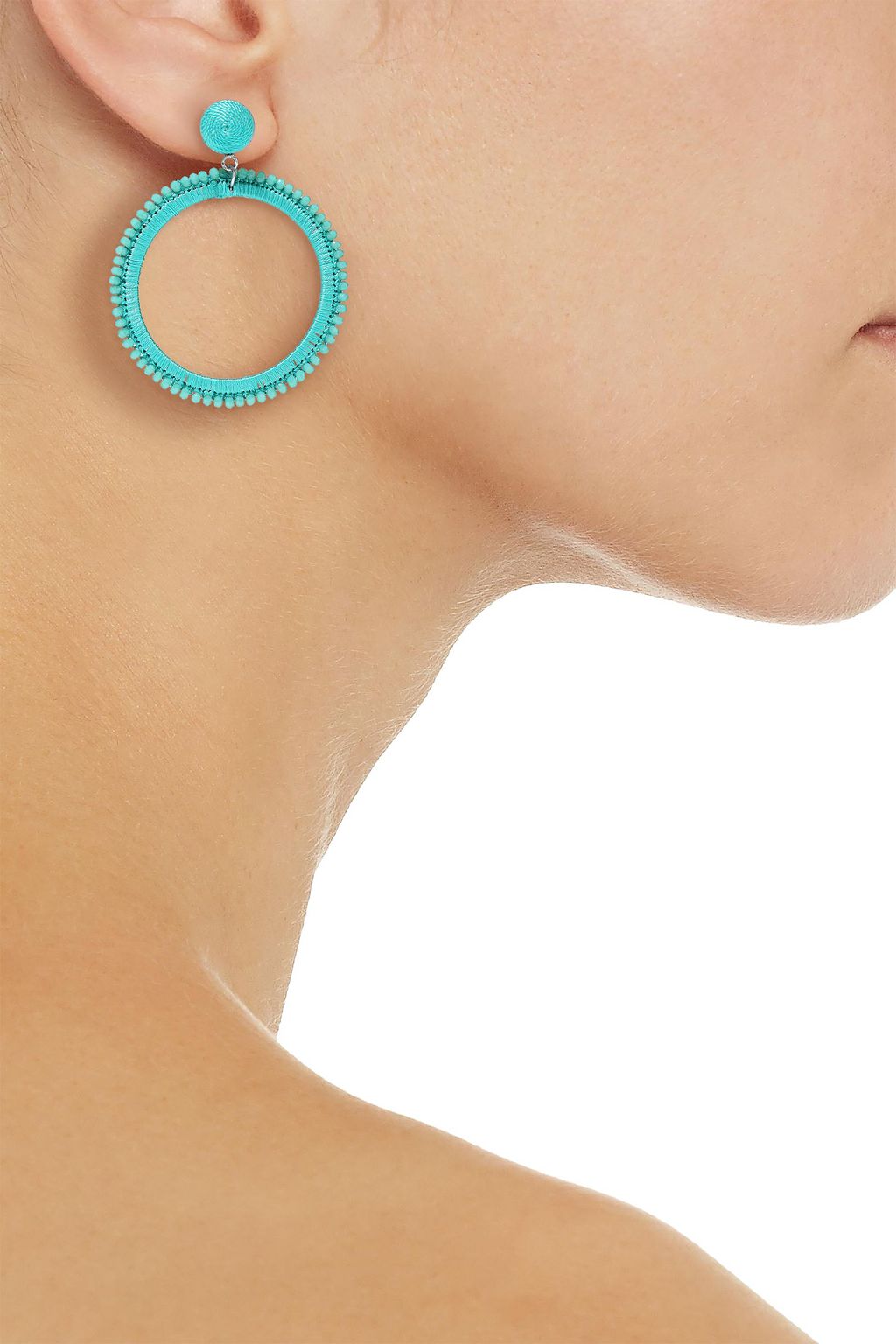 KENNETH JAY LANE Silver-tone, bead and cord hoop earrings