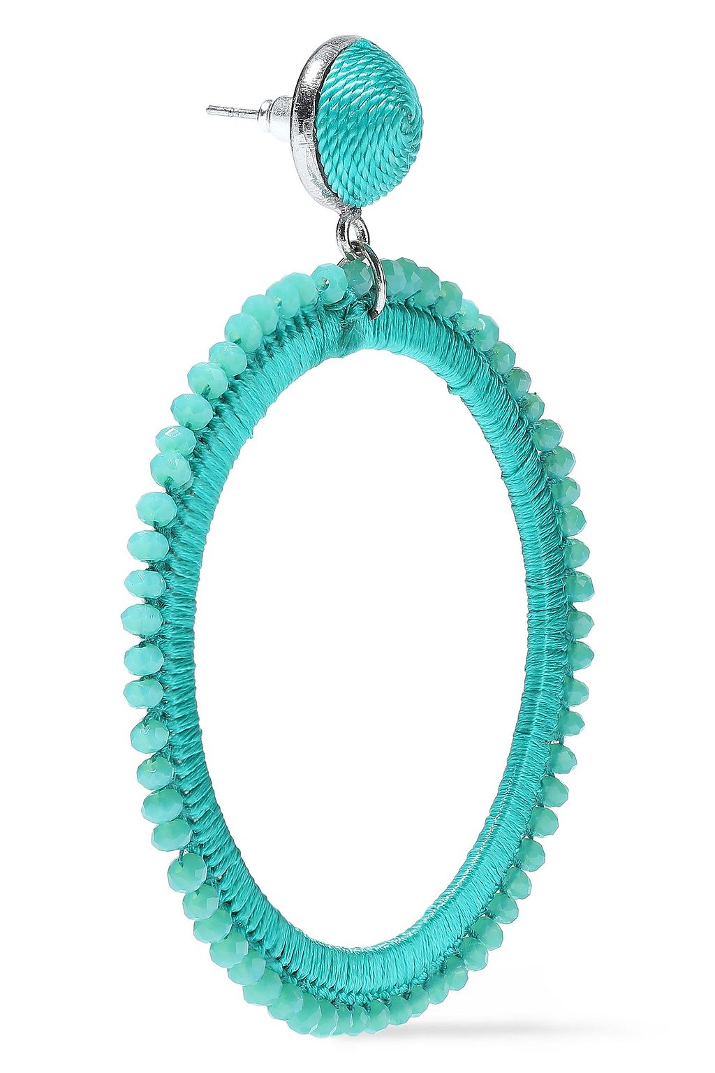 KENNETH JAY LANE Silver-tone, bead and cord hoop earrings