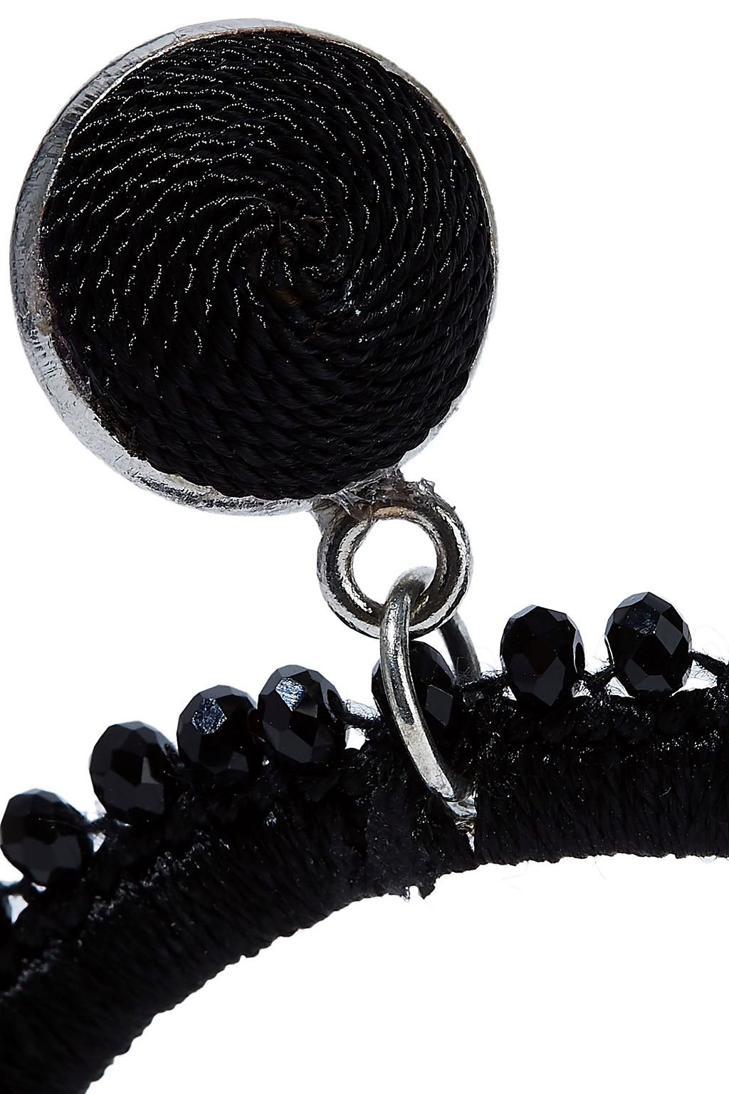 KENNETH JAY LANE Silver-tone, bead and cord hoop earrings