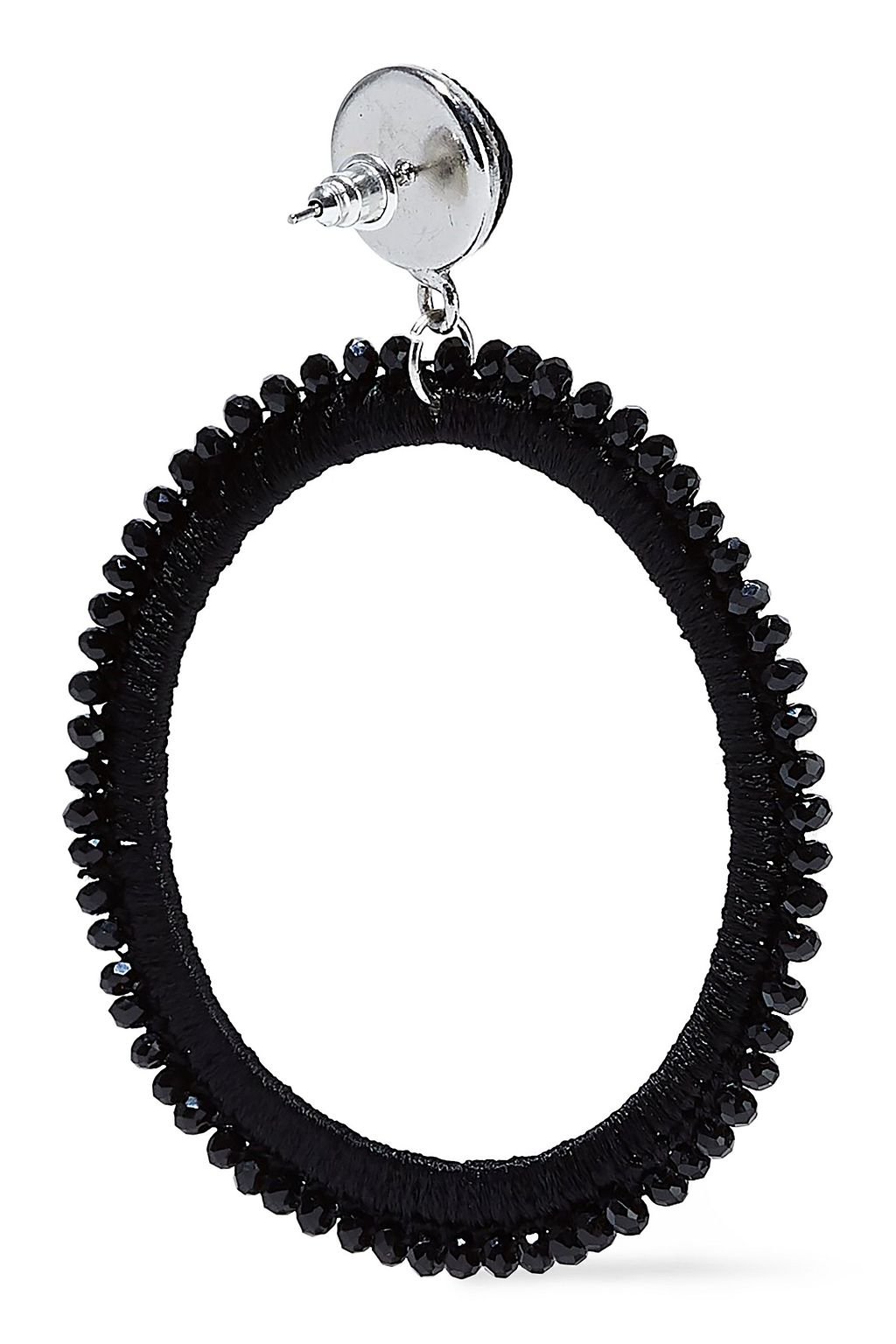 KENNETH JAY LANE Silver-tone, bead and cord hoop earrings