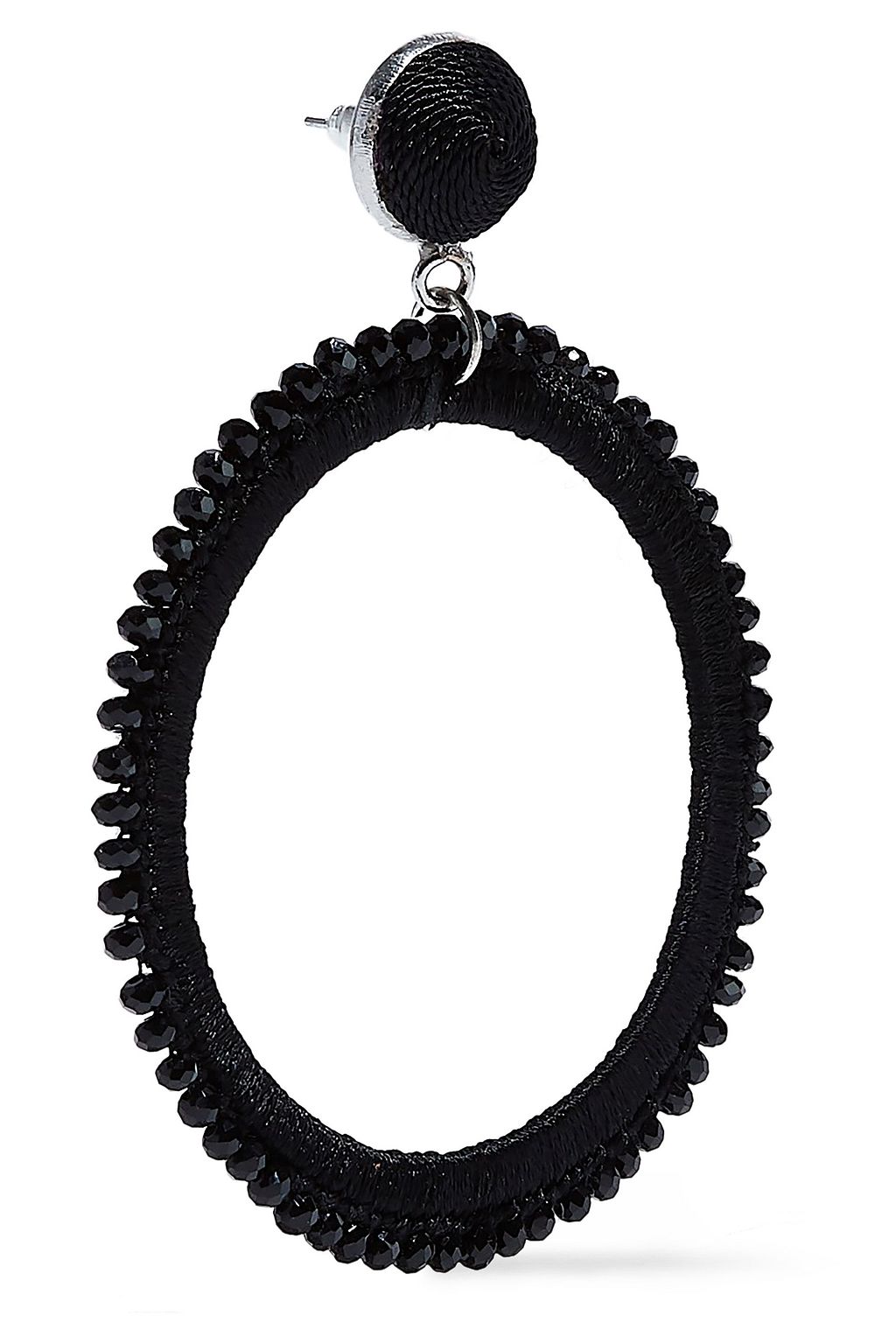 KENNETH JAY LANE Silver-tone, bead and cord hoop earrings