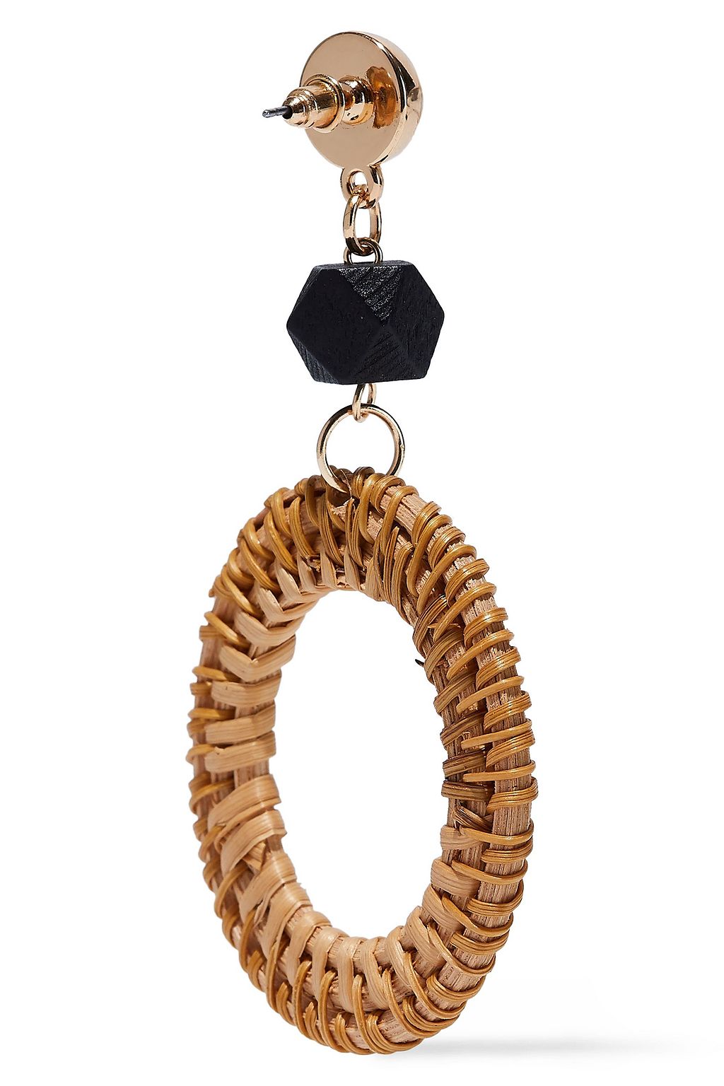 KENNETH JAY LANE Gold-tone, wood and rattan earrings
