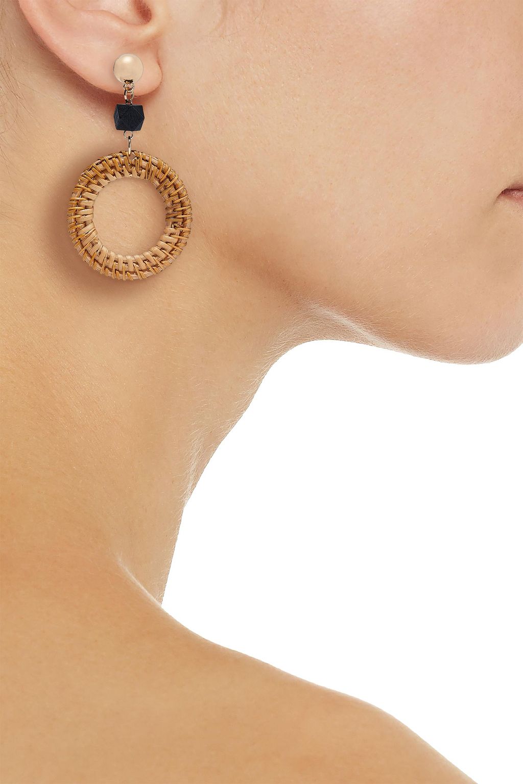 KENNETH JAY LANE Gold-tone, wood and rattan earrings