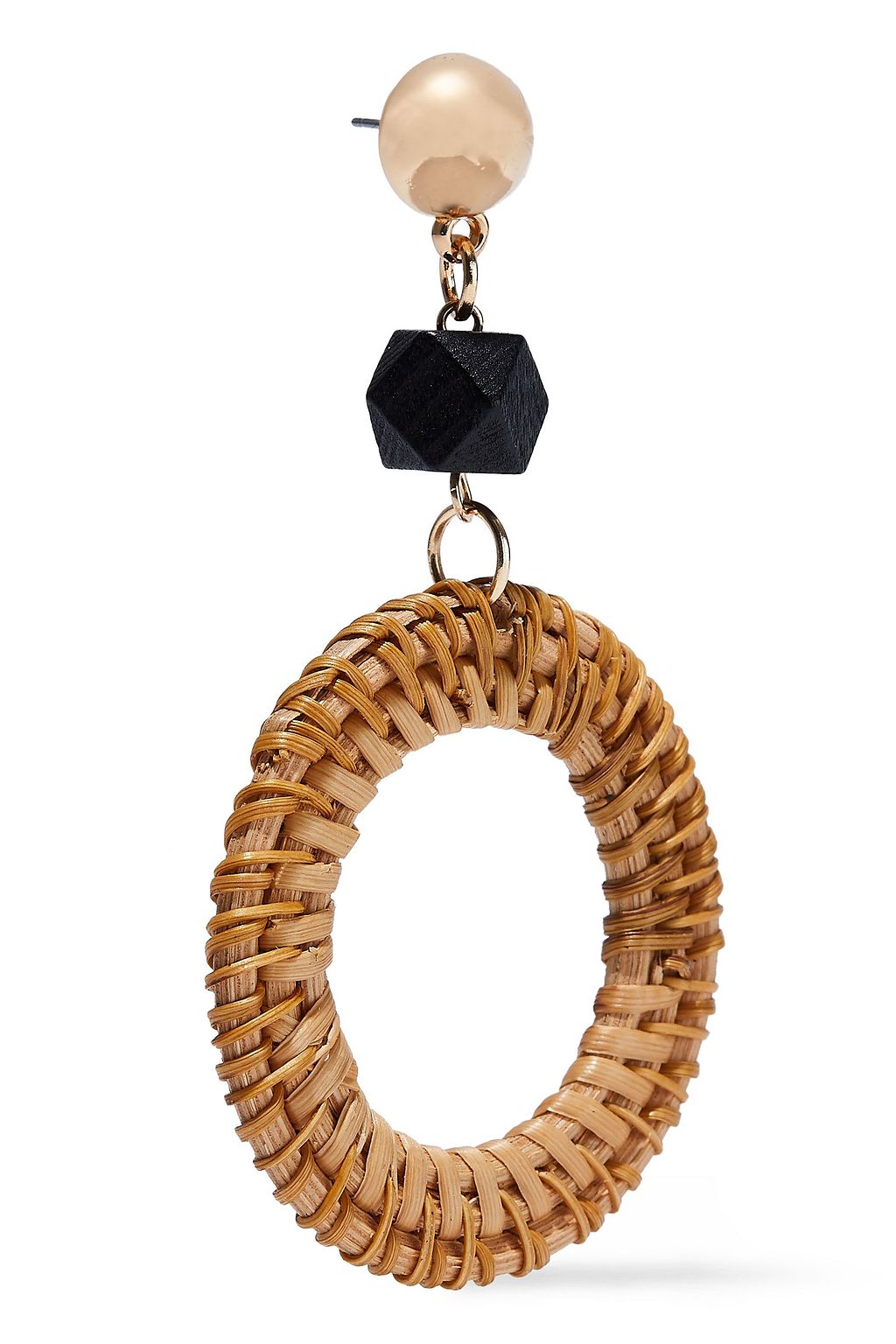 KENNETH JAY LANE Gold-tone, wood and rattan earrings
