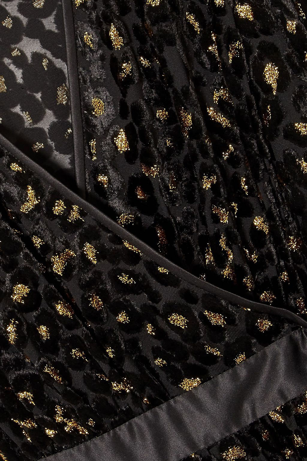 DIANE VON FURSTENBERG サテントリム メタリックフロック加工シフォン ラップドレス