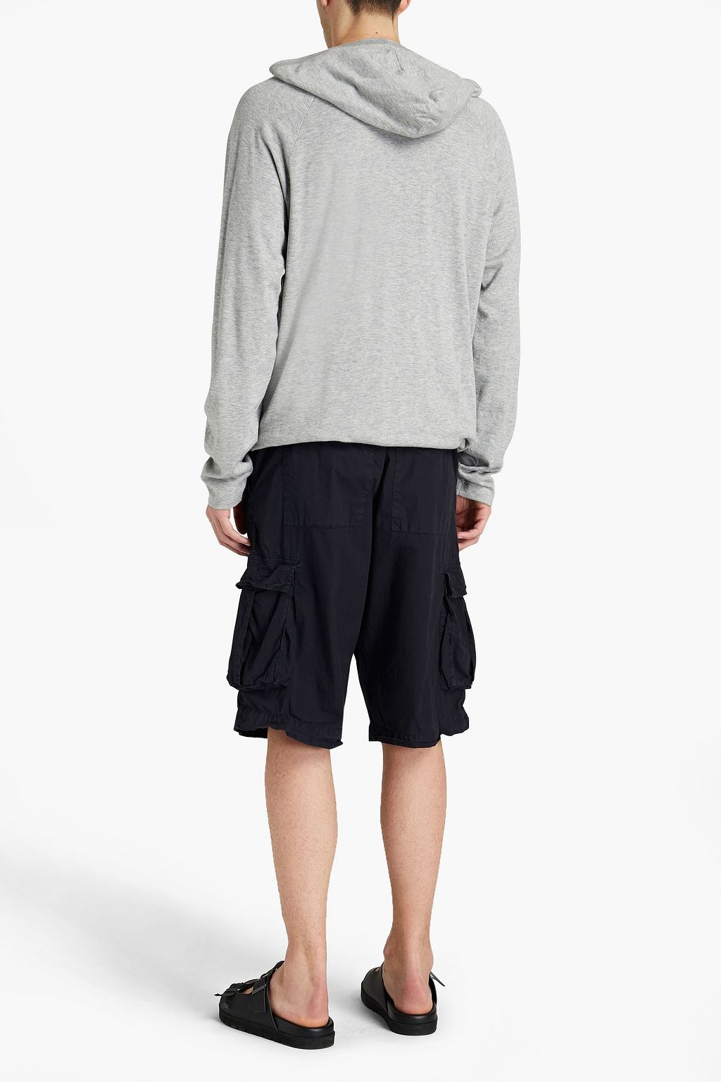 JAMES PERSE Jersey-trimmed cotton-poplin shorts