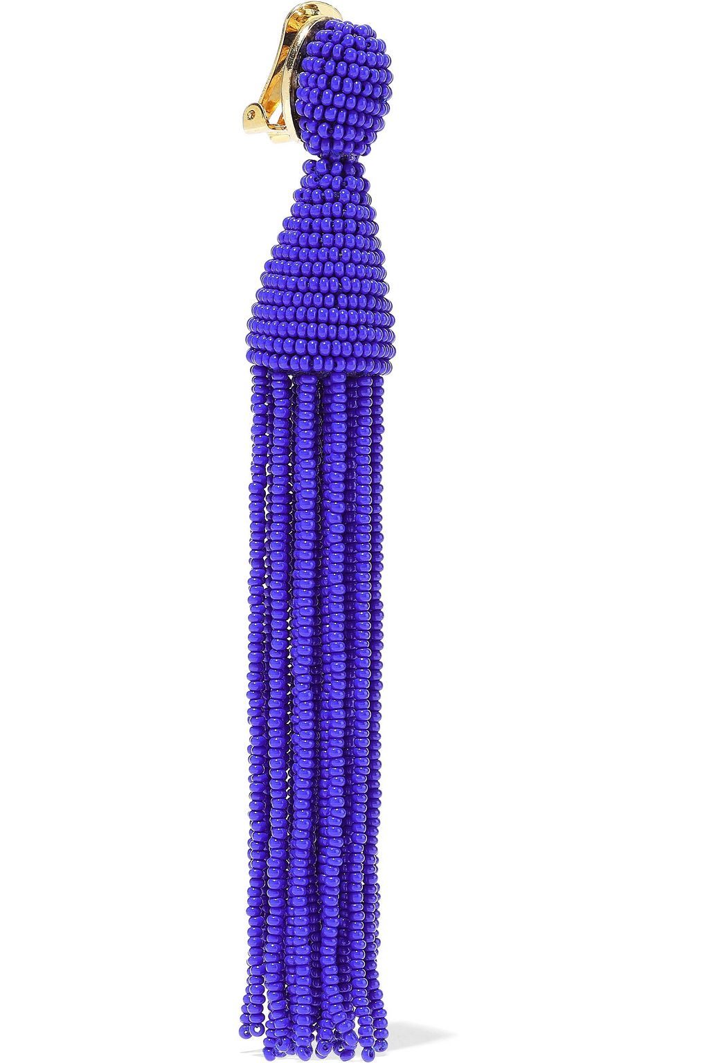 OSCAR DE LA RENTA Gold-tone beaded tassel clip earrings
