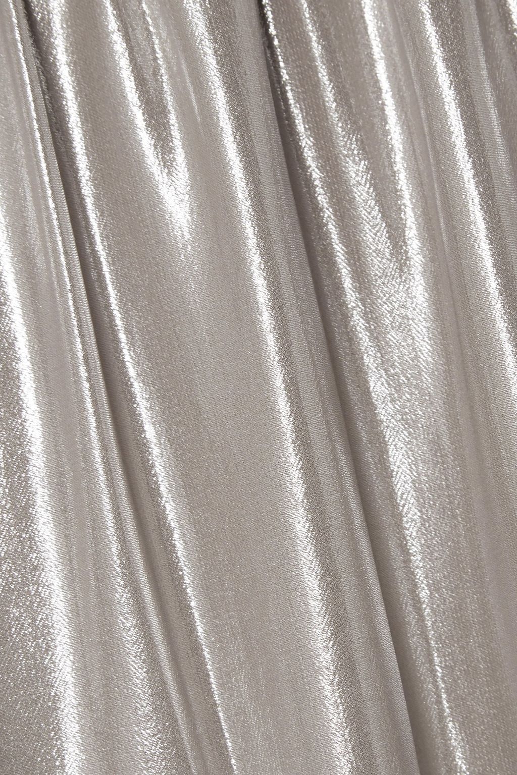 MICHELLE MASON Ruched lamé midi dress