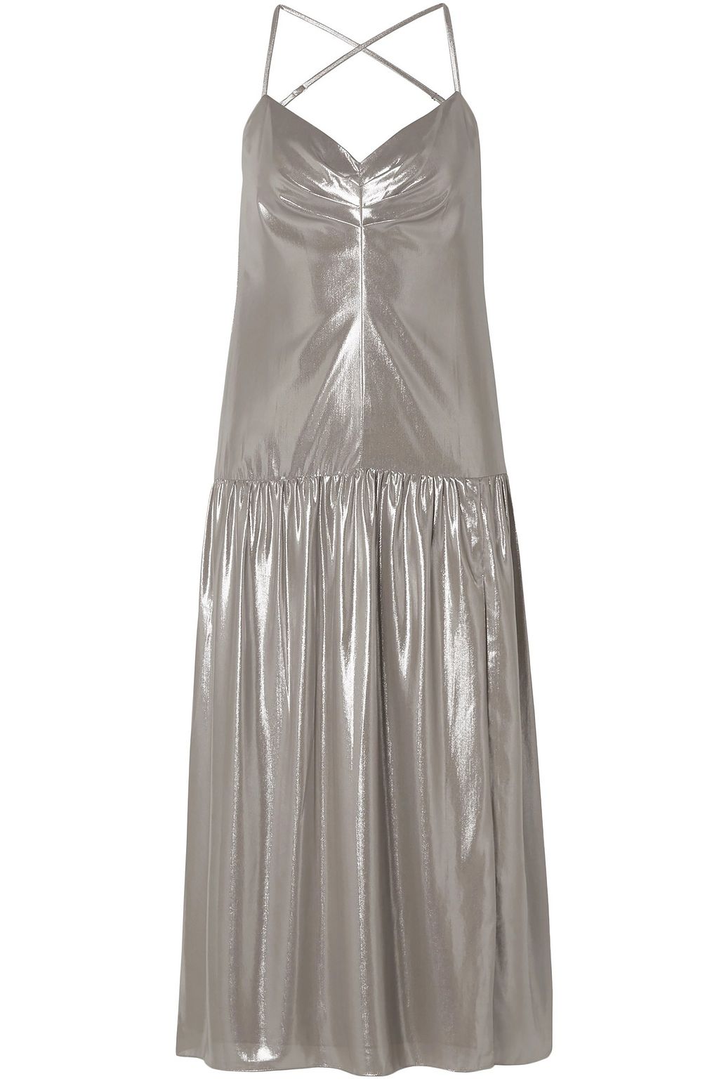 silver slip gown