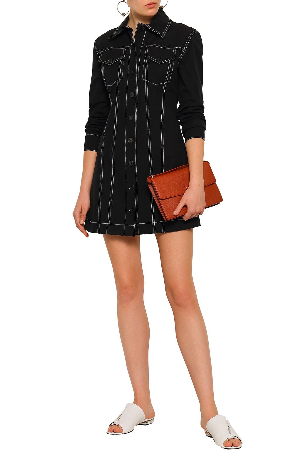 DEREK LAM 10 CROSBY Cotton-blend twill mini shirt dress