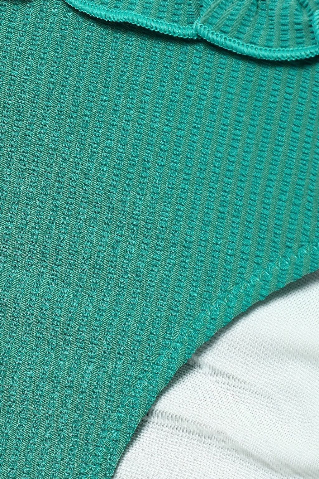 SOLID & STRIPED Ruffled seersucker low-rise bikini briefs