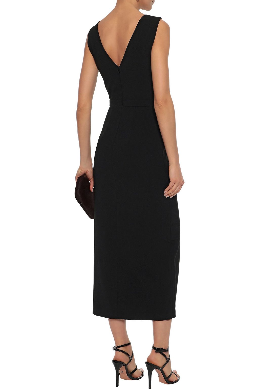 SALONI Marley button-embellished stretch-crepe midi dress