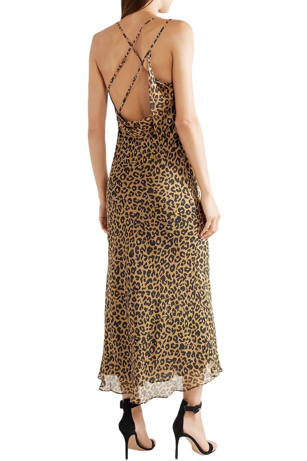 MICHELLE MASON Draped leopard-print silk-chiffon midi slip dress