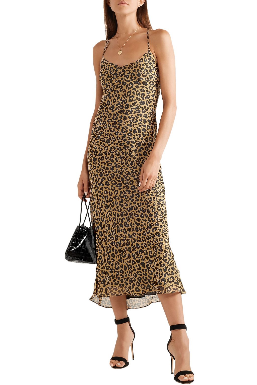 MICHELLE MASON Draped leopard-print silk-chiffon midi slip dress
