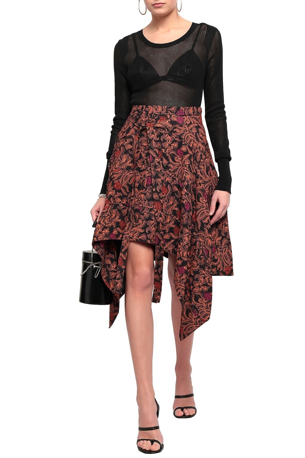 PROENZA SCHOULER Asymmetric printed crepe skirt
