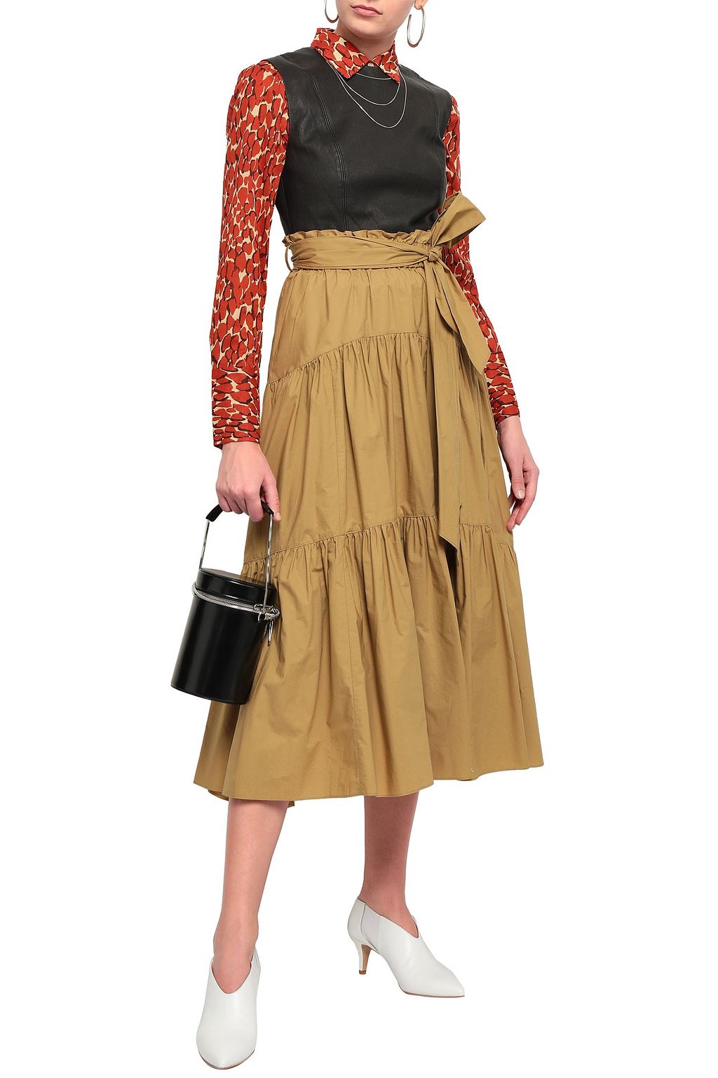 PROENZA SCHOULER Belted cotton-poplin midi skirt