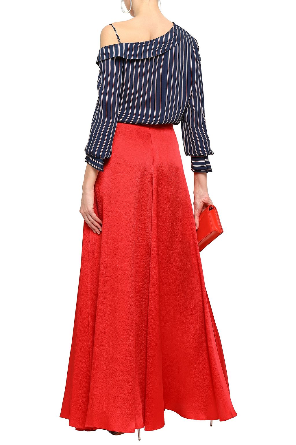 EMPORIO ARMANI Lace-up hammered silk-satin maxi skirt