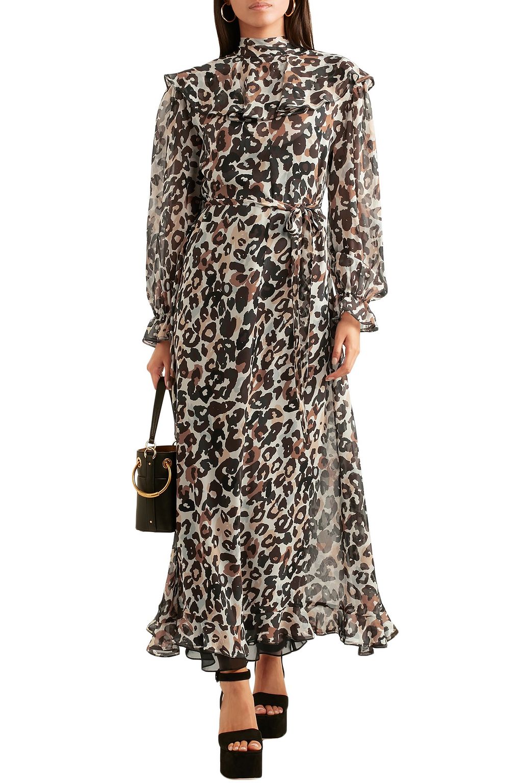 SONIA RYKIEL Leopard-print silk-chiffon midi dress