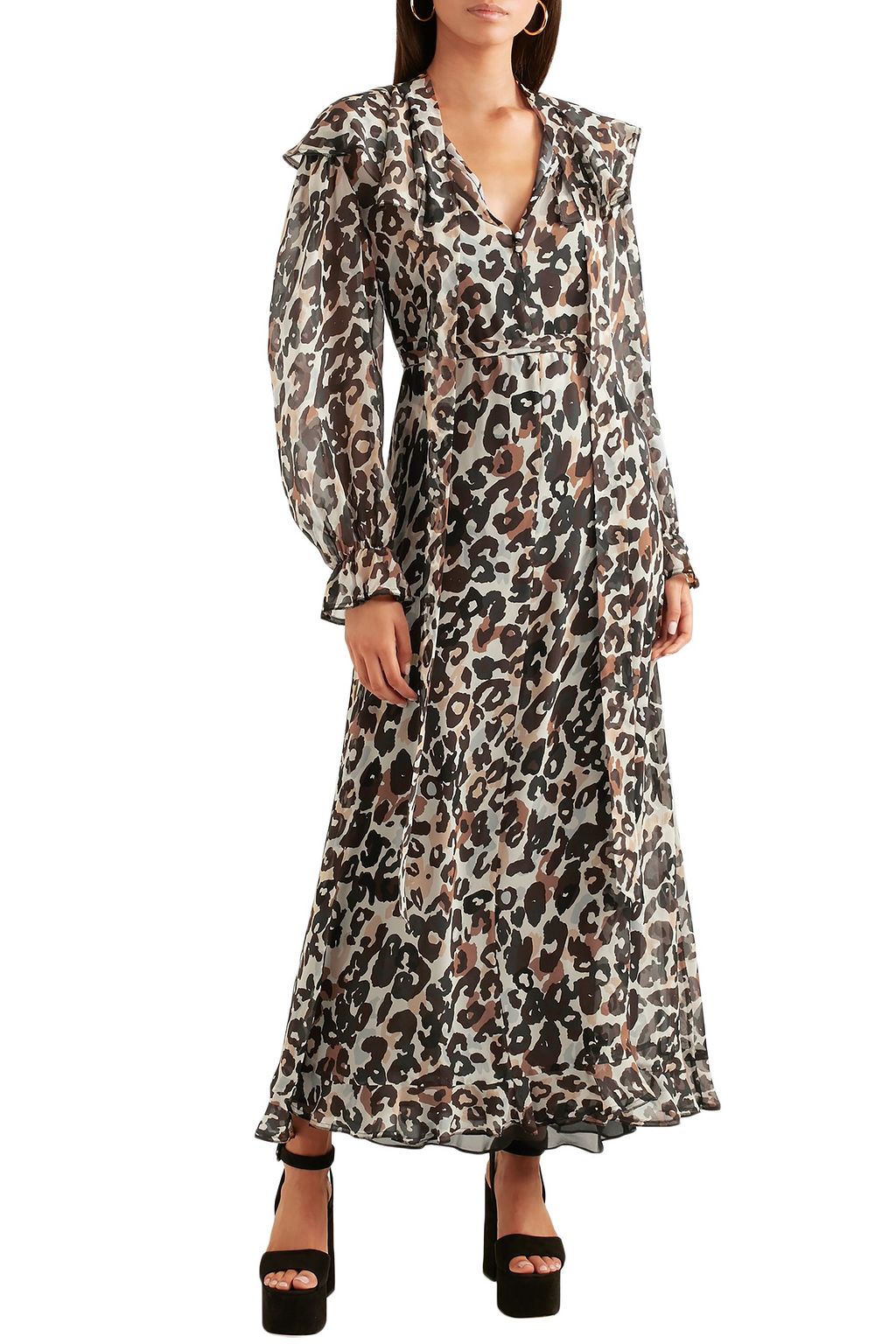 SONIA RYKIEL Leopard-print silk-chiffon midi dress