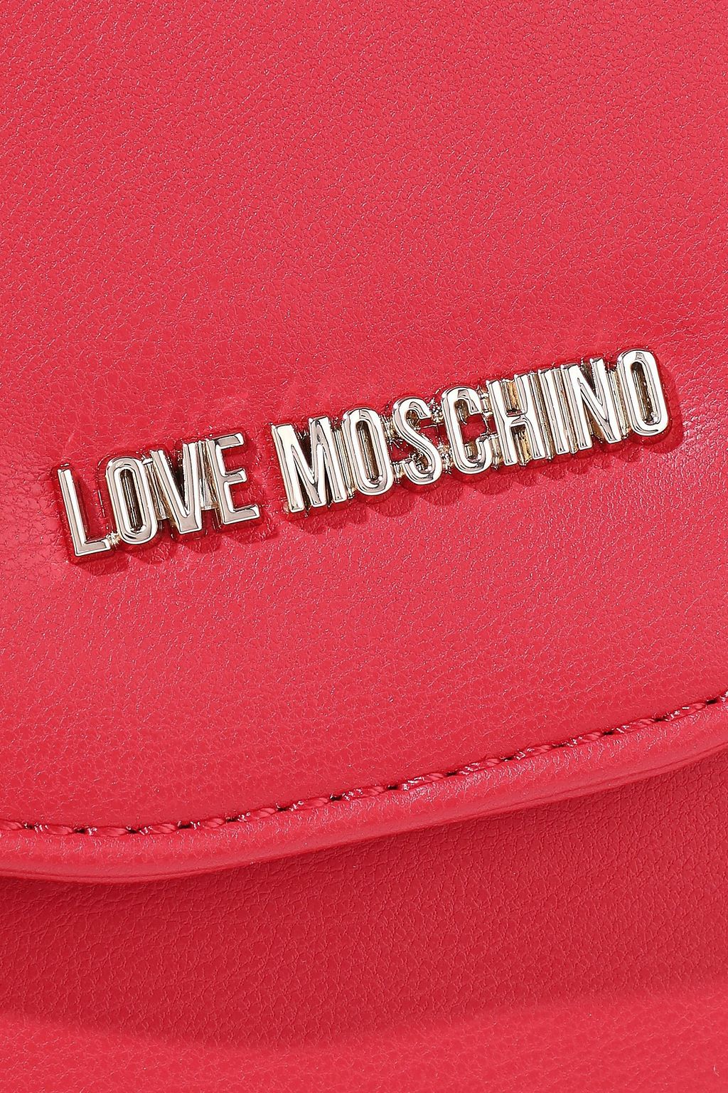 LOVE MOSCHINO Faux fur-trimmed embellished faux leather clutch