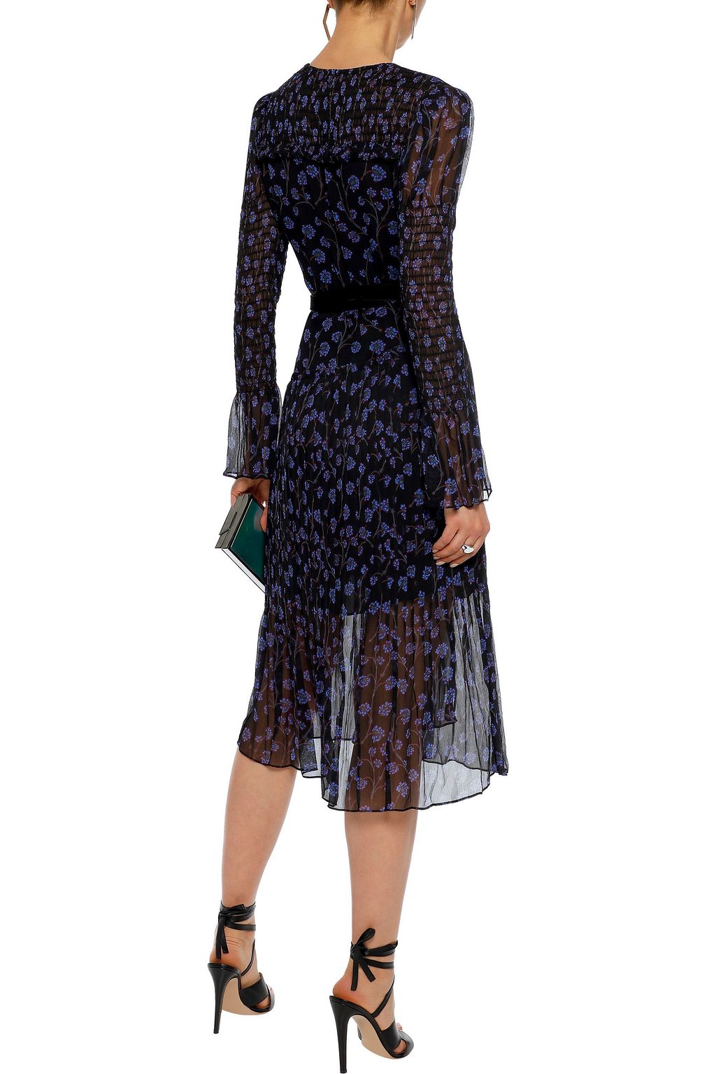 DIANE VON FURSTENBERG Ani shirred floral-print silk-georgette midi wrap dress