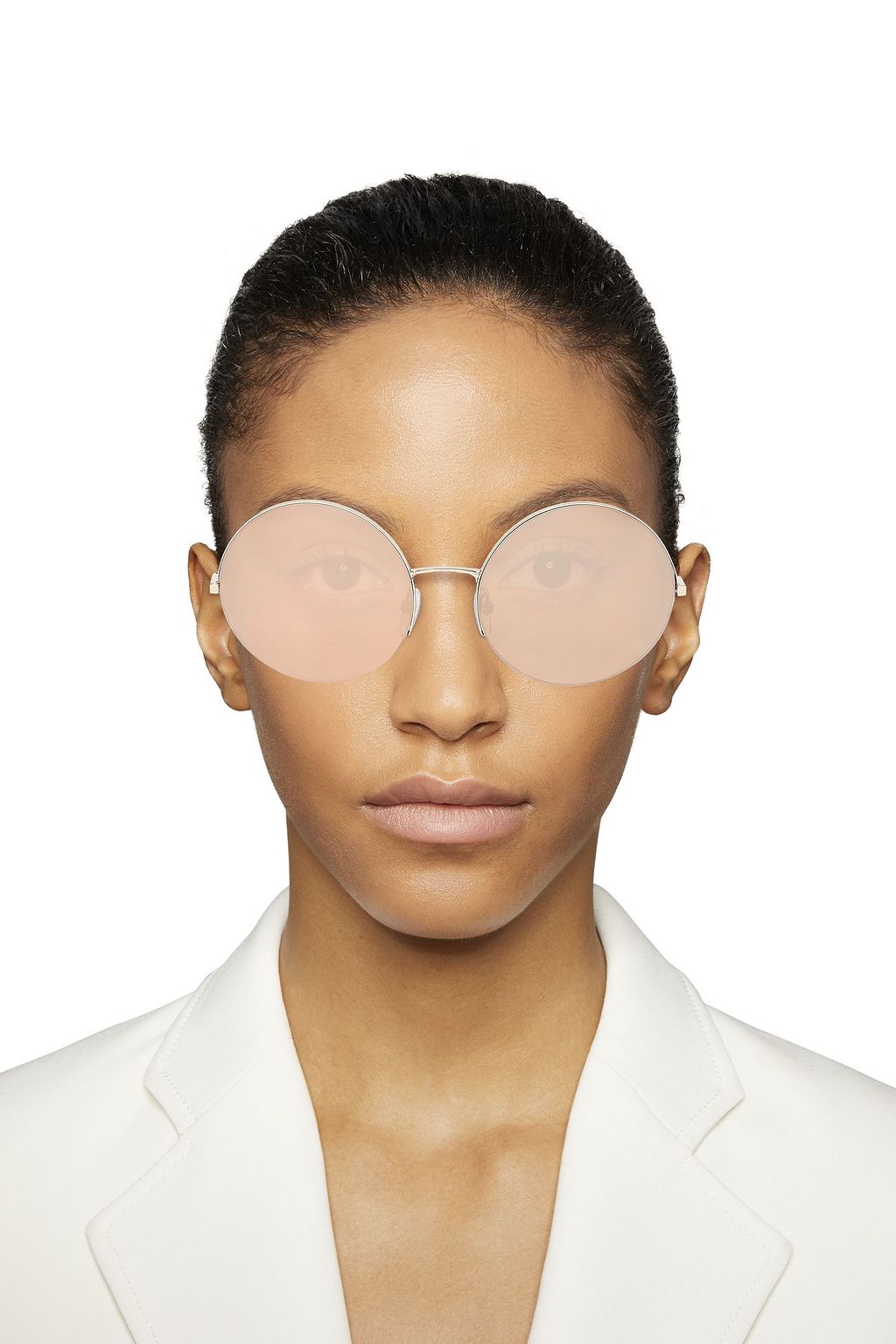 VICTORIA BECKHAM Supra round-frame coated-metal mirrored sunglasses