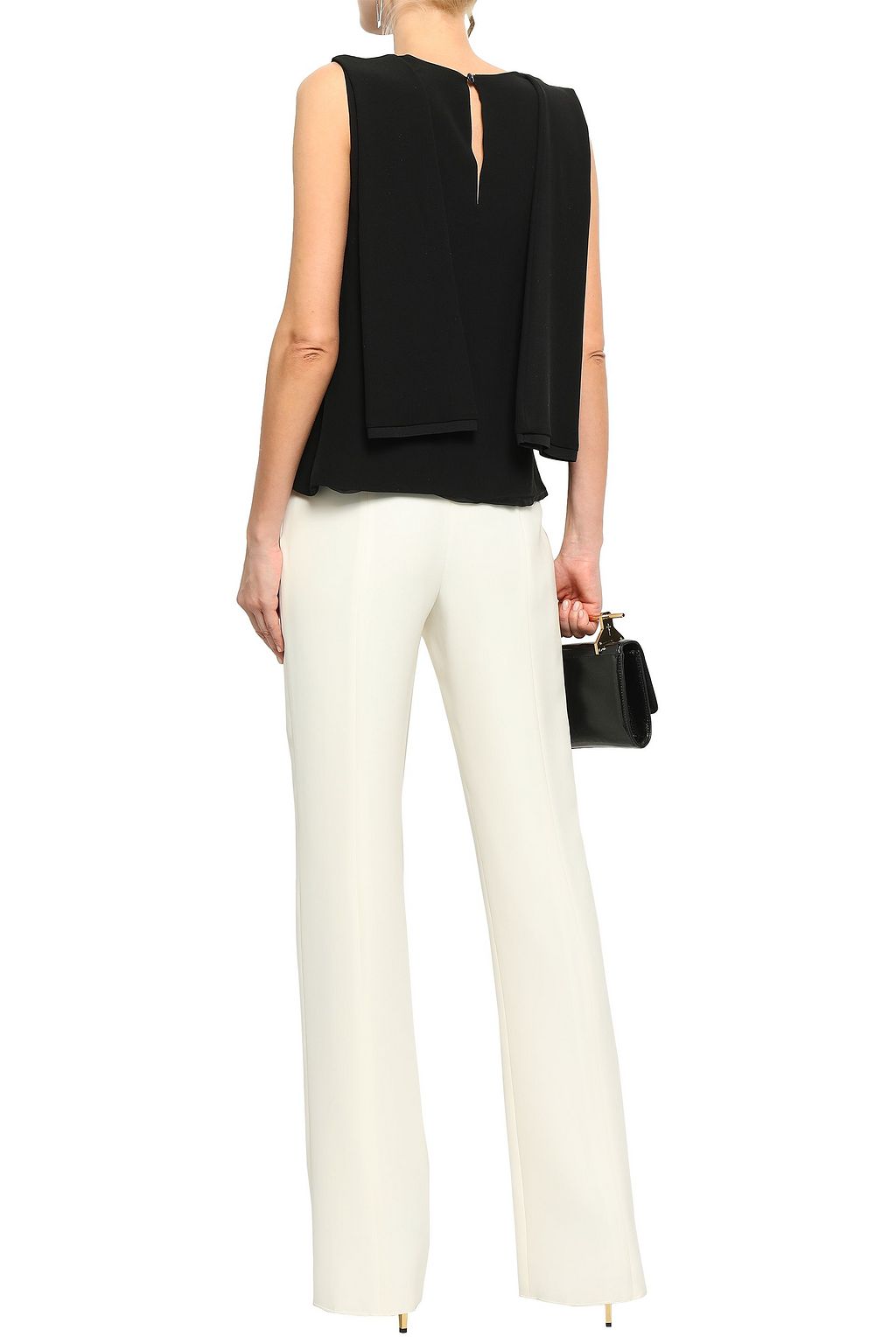 GIORGIO ARMANI Paneled silk-crepe top