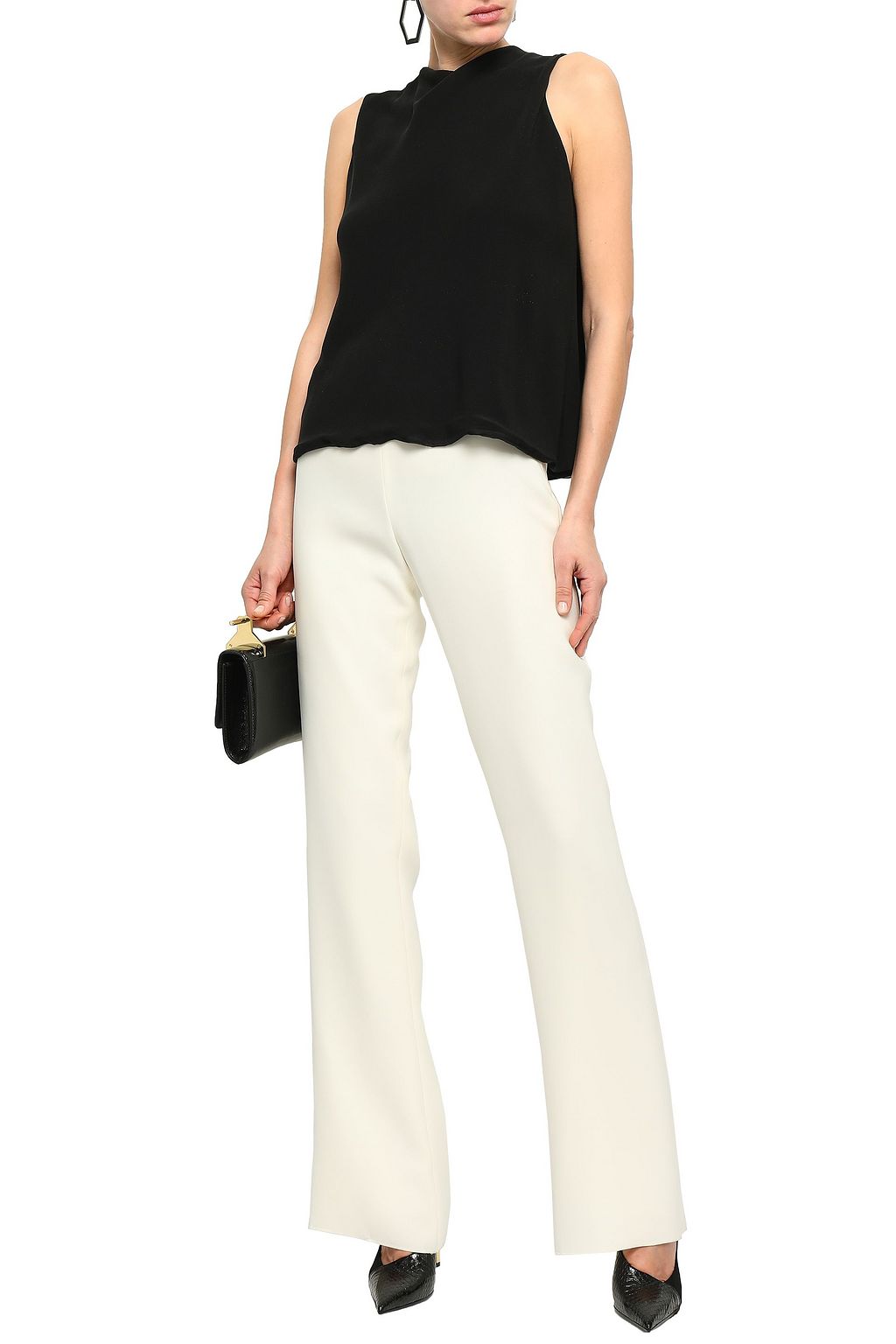 GIORGIO ARMANI Paneled silk-crepe top