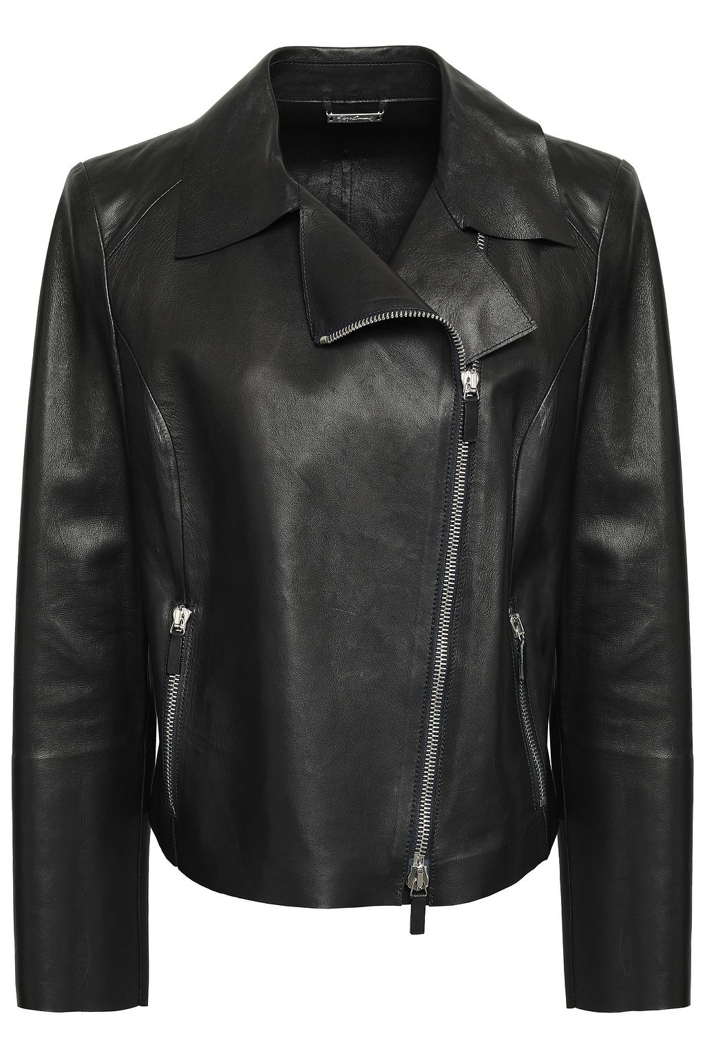 armani black leather jacket