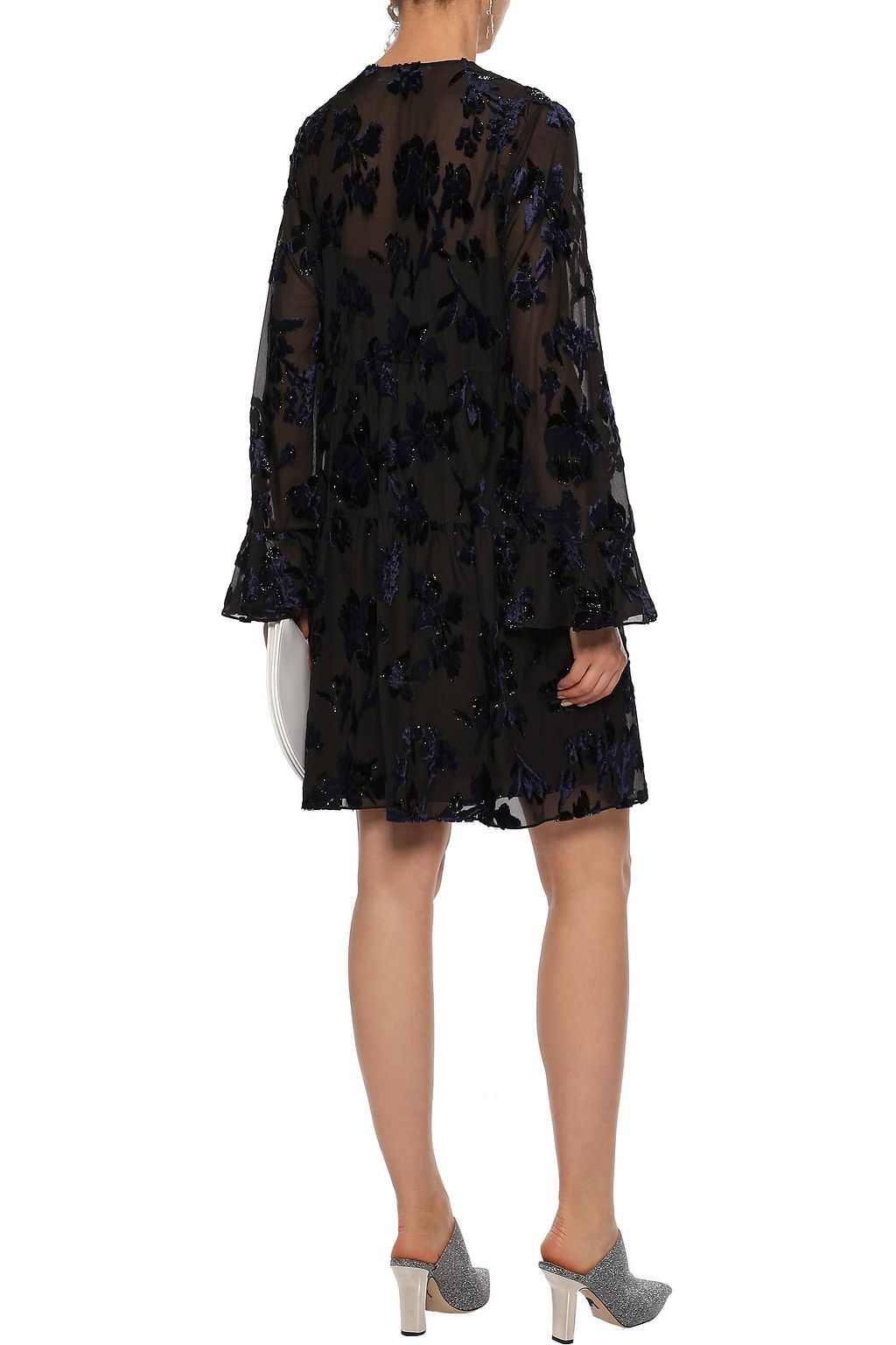 DIANE VON FURSTENBERG Adelita ruffle-trimmed metallic devoré-chiffon mini dress