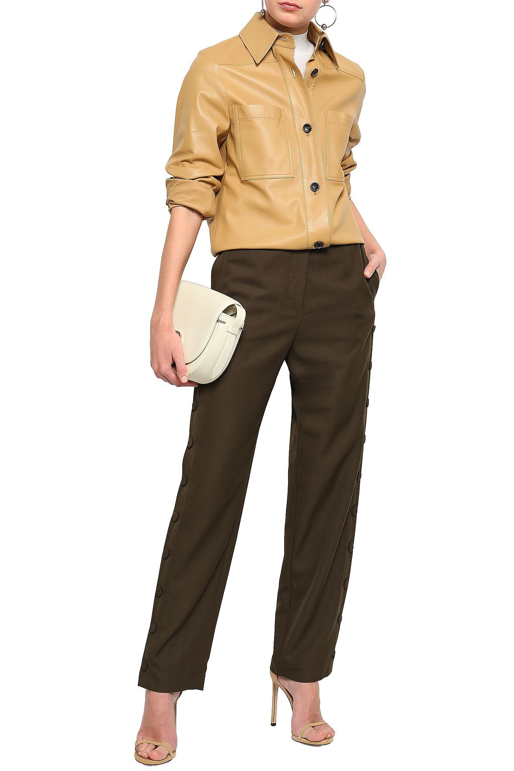 JOSEPH Odon snap-detailed twill straight-leg pants