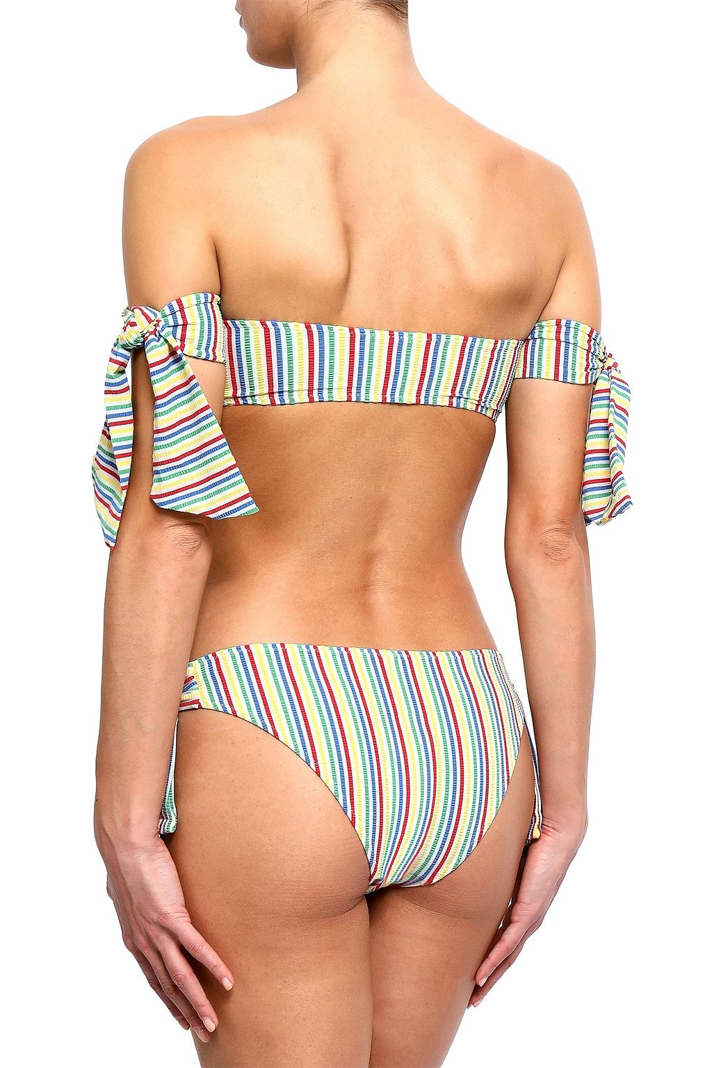 SOLID & STRIPED Striped seersucker low-rise bikini briefs