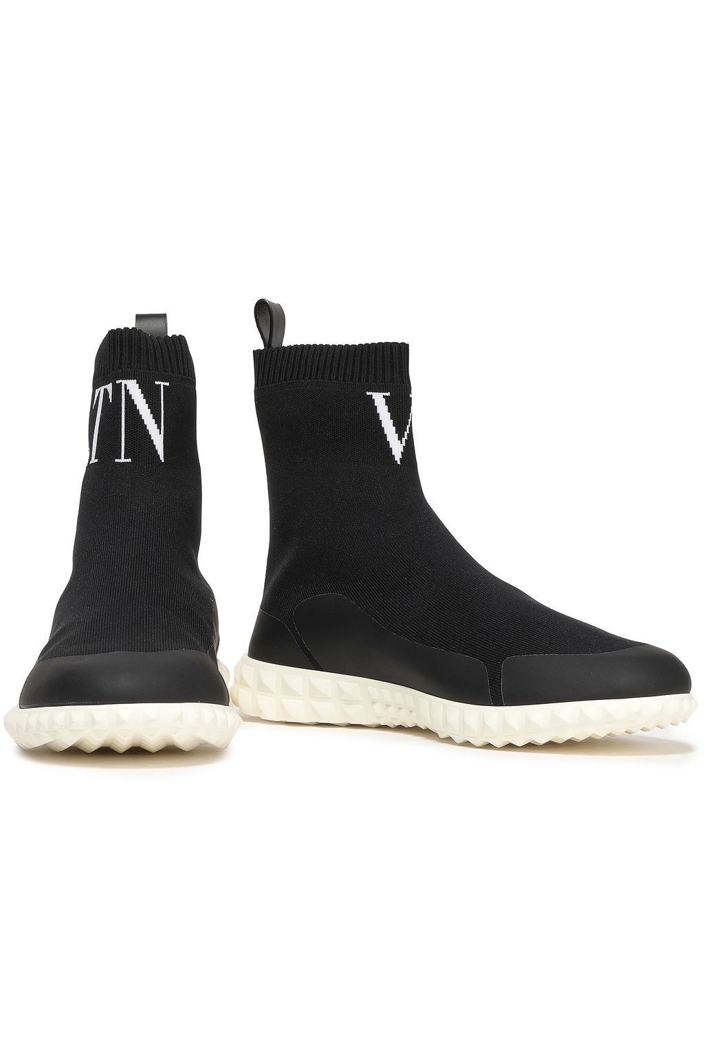 VALENTINO GARAVANI VLTN printed stretch-knit high-top sneakers