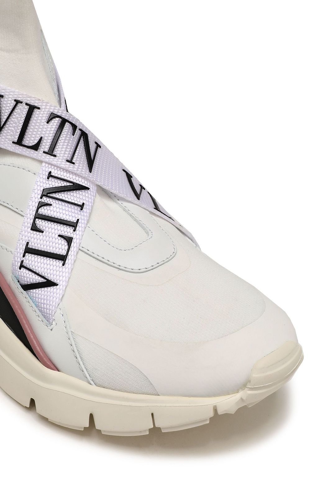 VALENTINO GARAVANI Stretch-knit and leather sneakers