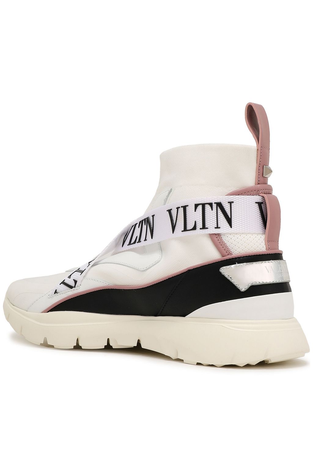VALENTINO GARAVANI Stretch-knit and leather sneakers