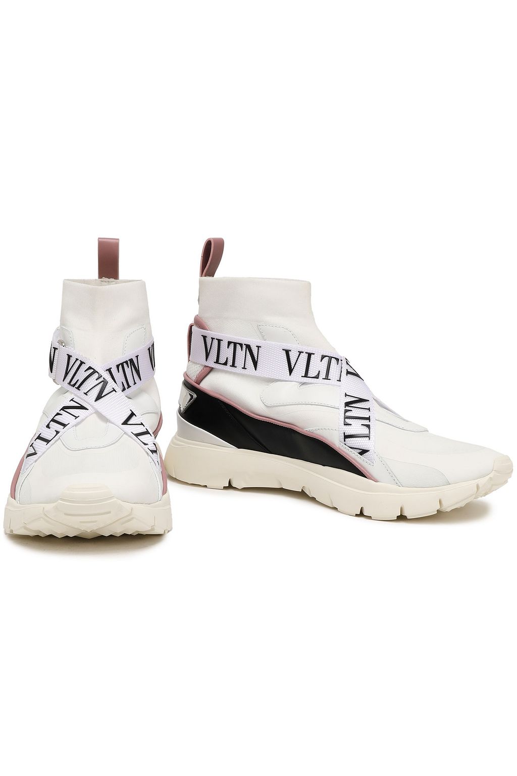 VALENTINO GARAVANI Stretch-knit and leather sneakers
