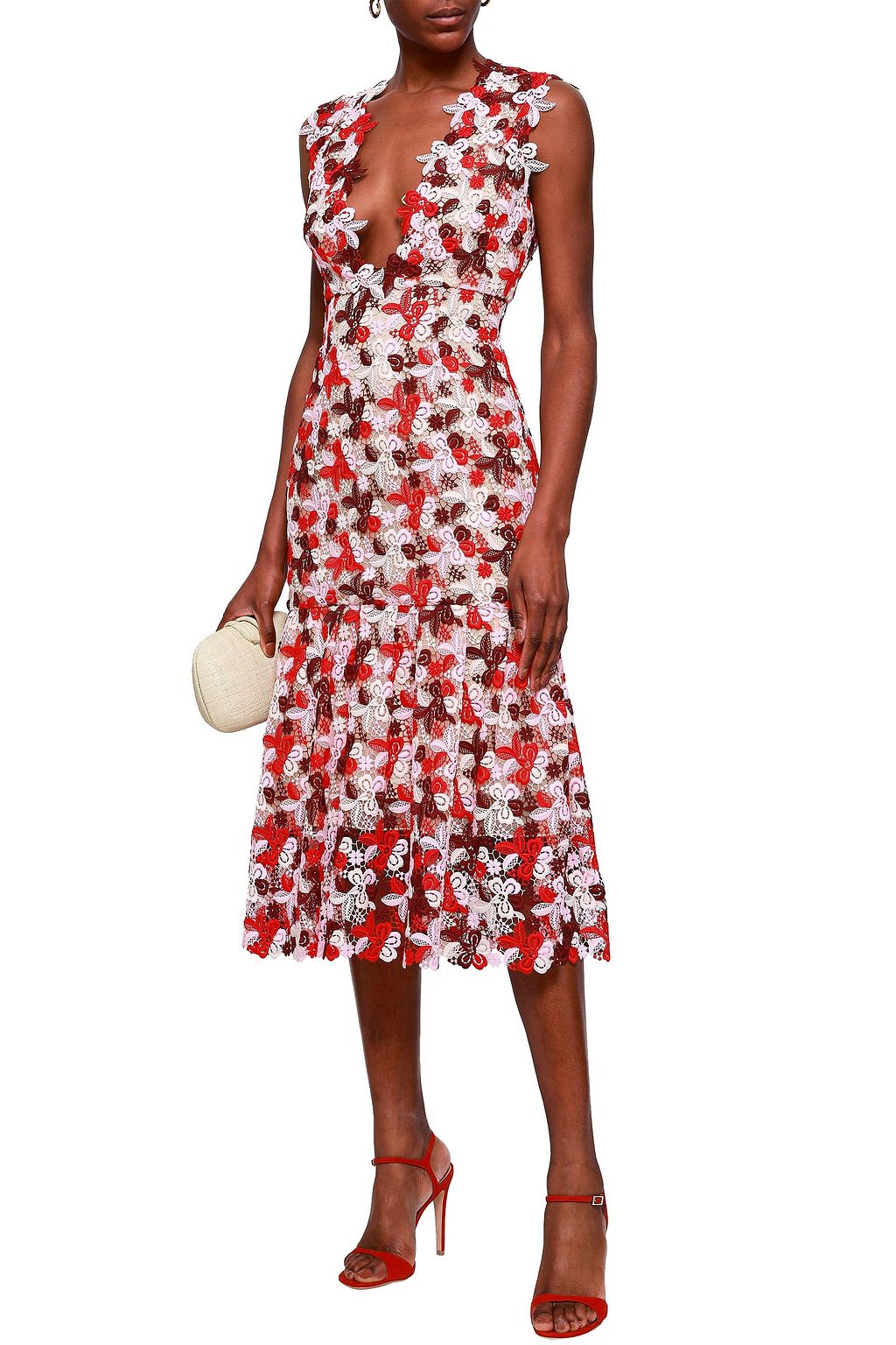 ERDEM Fluted guipure lace midi dress