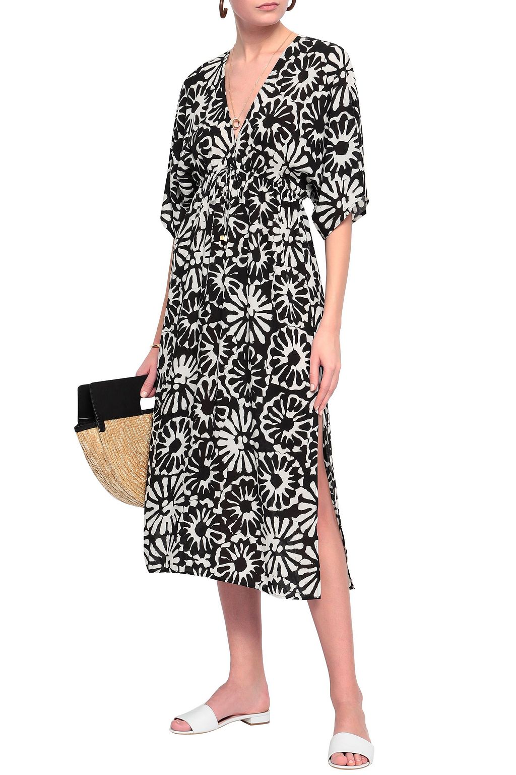 TORY BURCH Pomelo floral-print voile midi dress