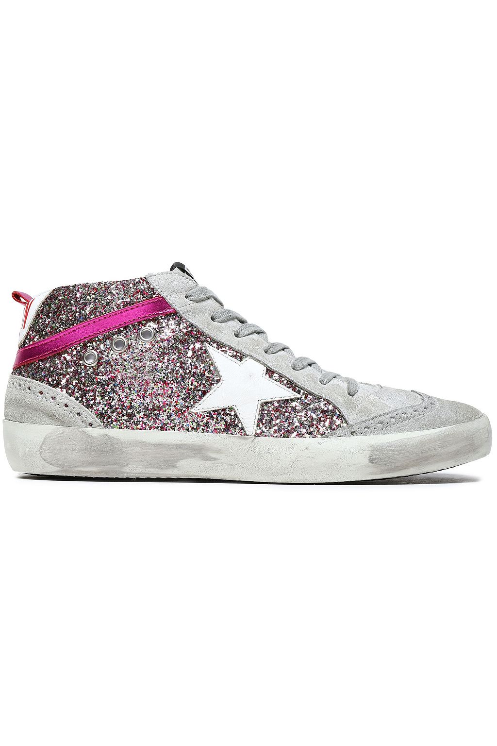 GOLDEN GOOSE Paneled glittered suede sneakers | Sale up to off | THE OUTNET