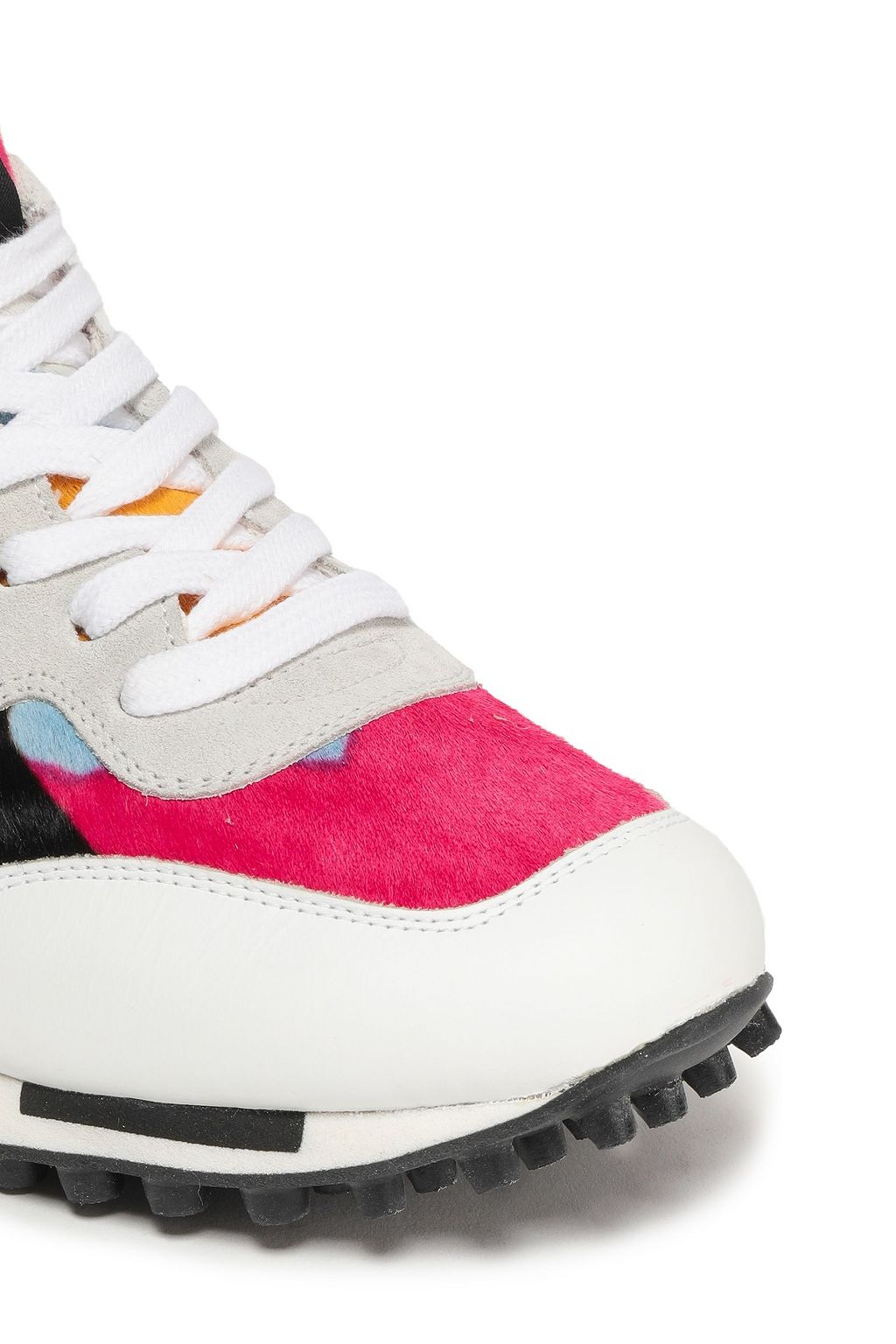 GOLDEN GOOSE Color-block calf hair and leather sneakers