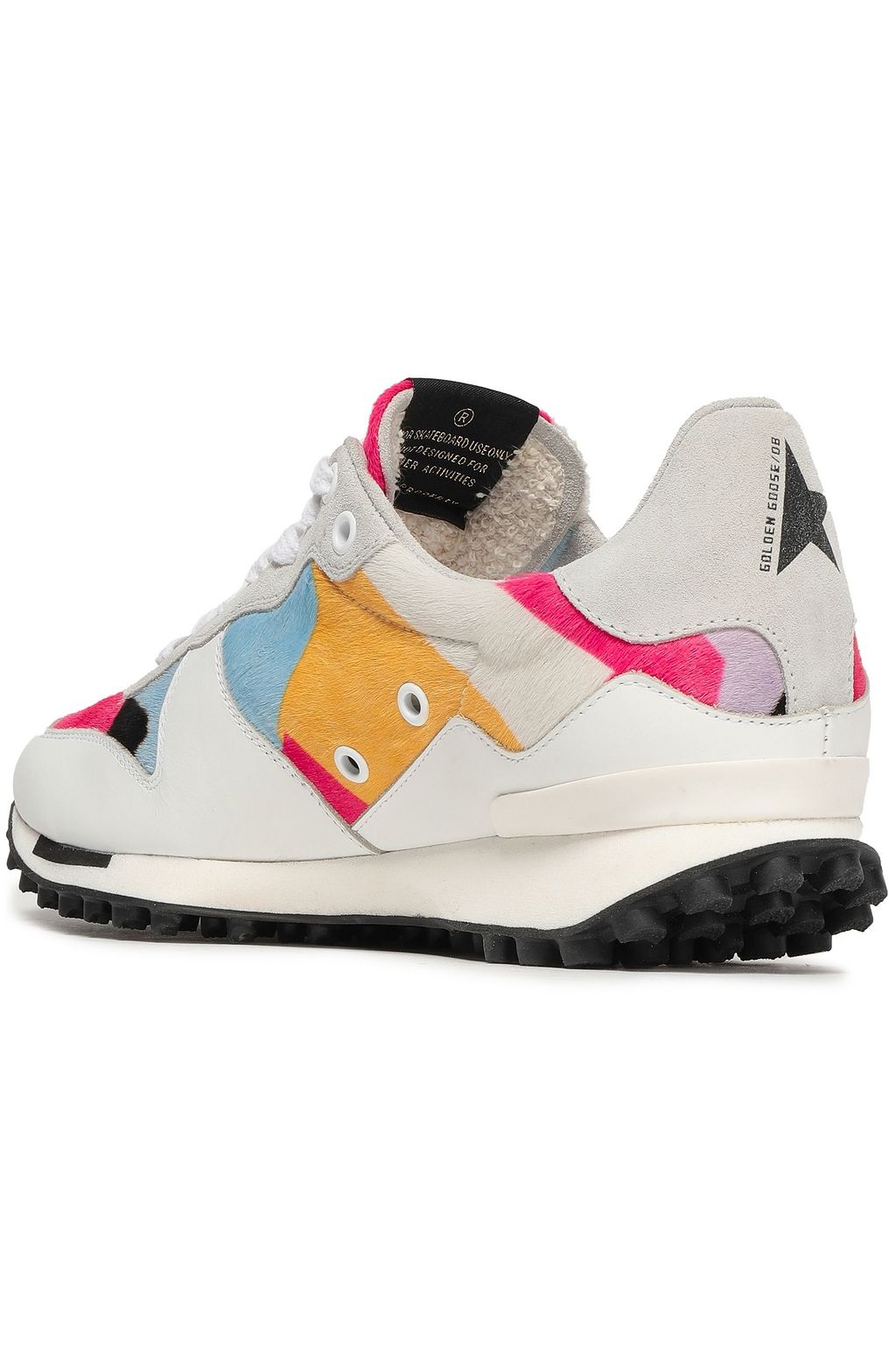 GOLDEN GOOSE Color-block calf hair and leather sneakers