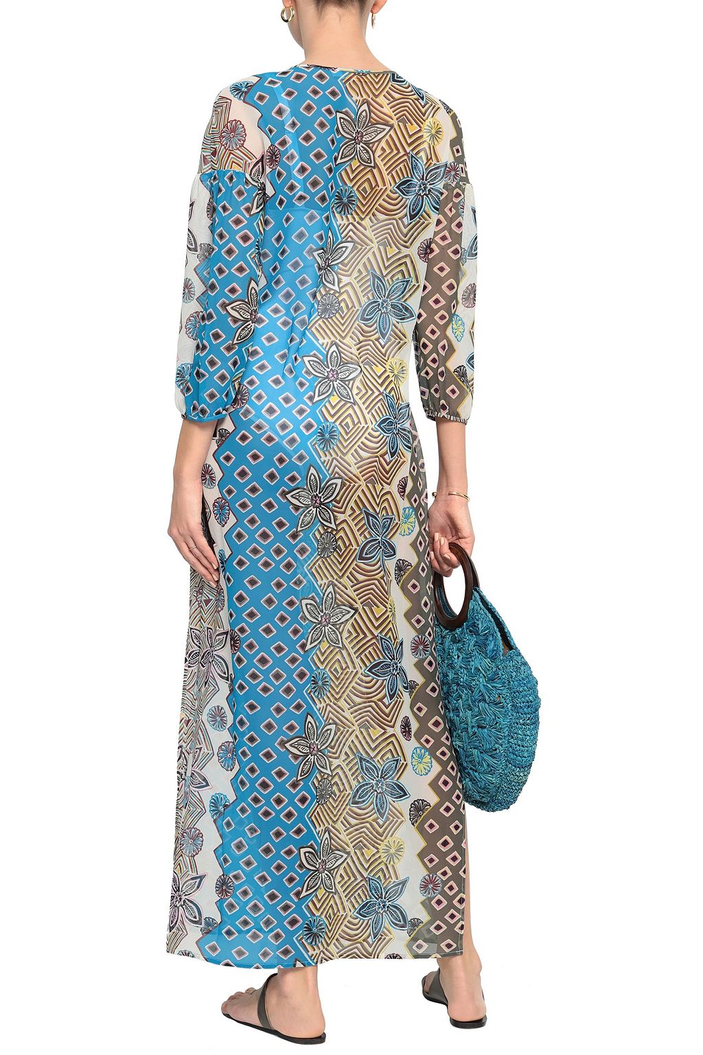 TORY BURCH Tasseled printed silk-georgette kaftan