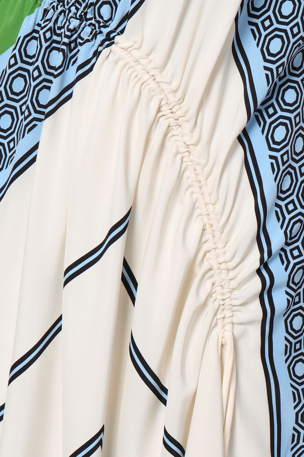 TORY BURCH One-shoulder ruched printed silk midi dress