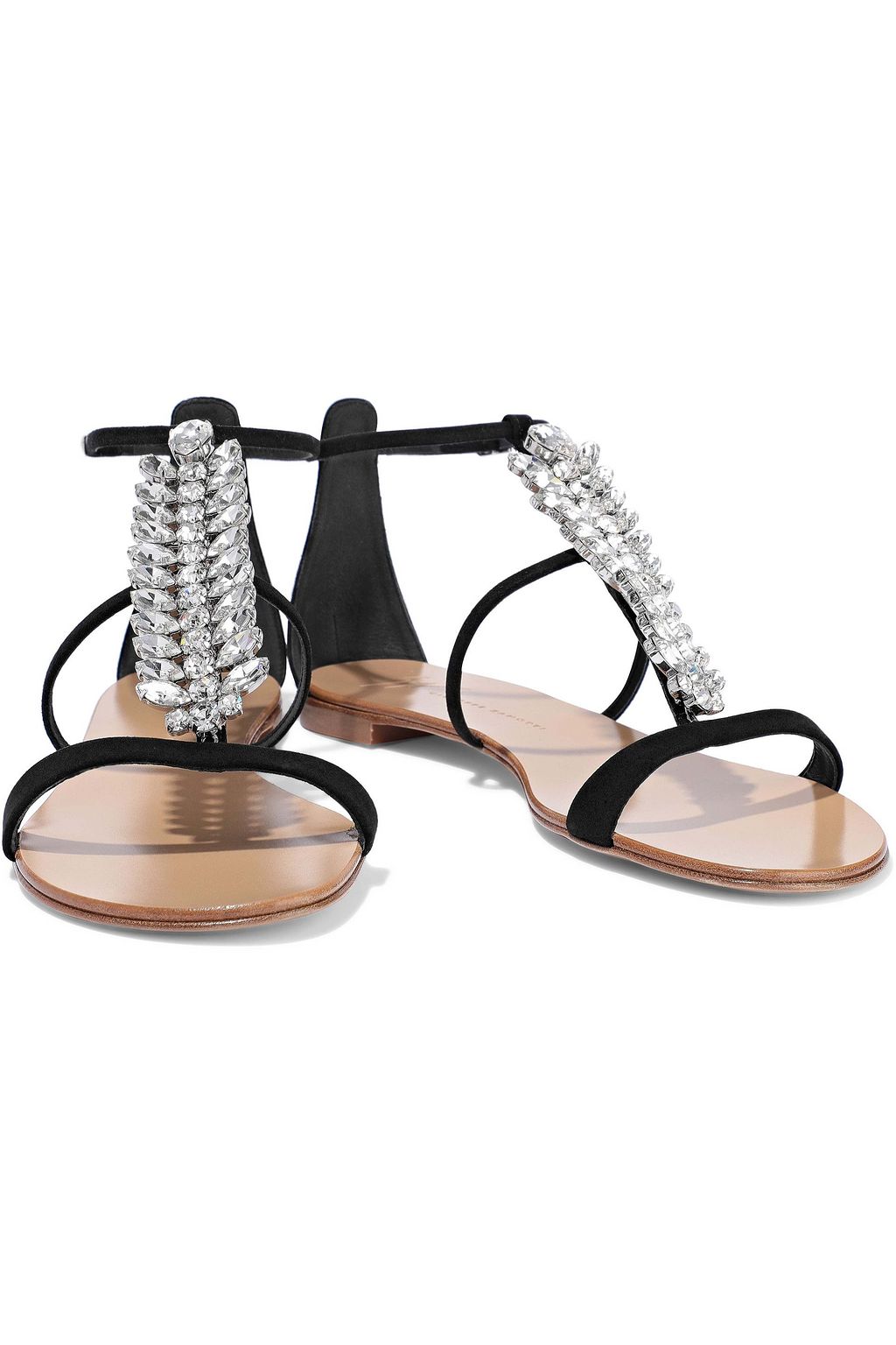 GIUSEPPE ZANOTTI Crystal-embellished leather sandals