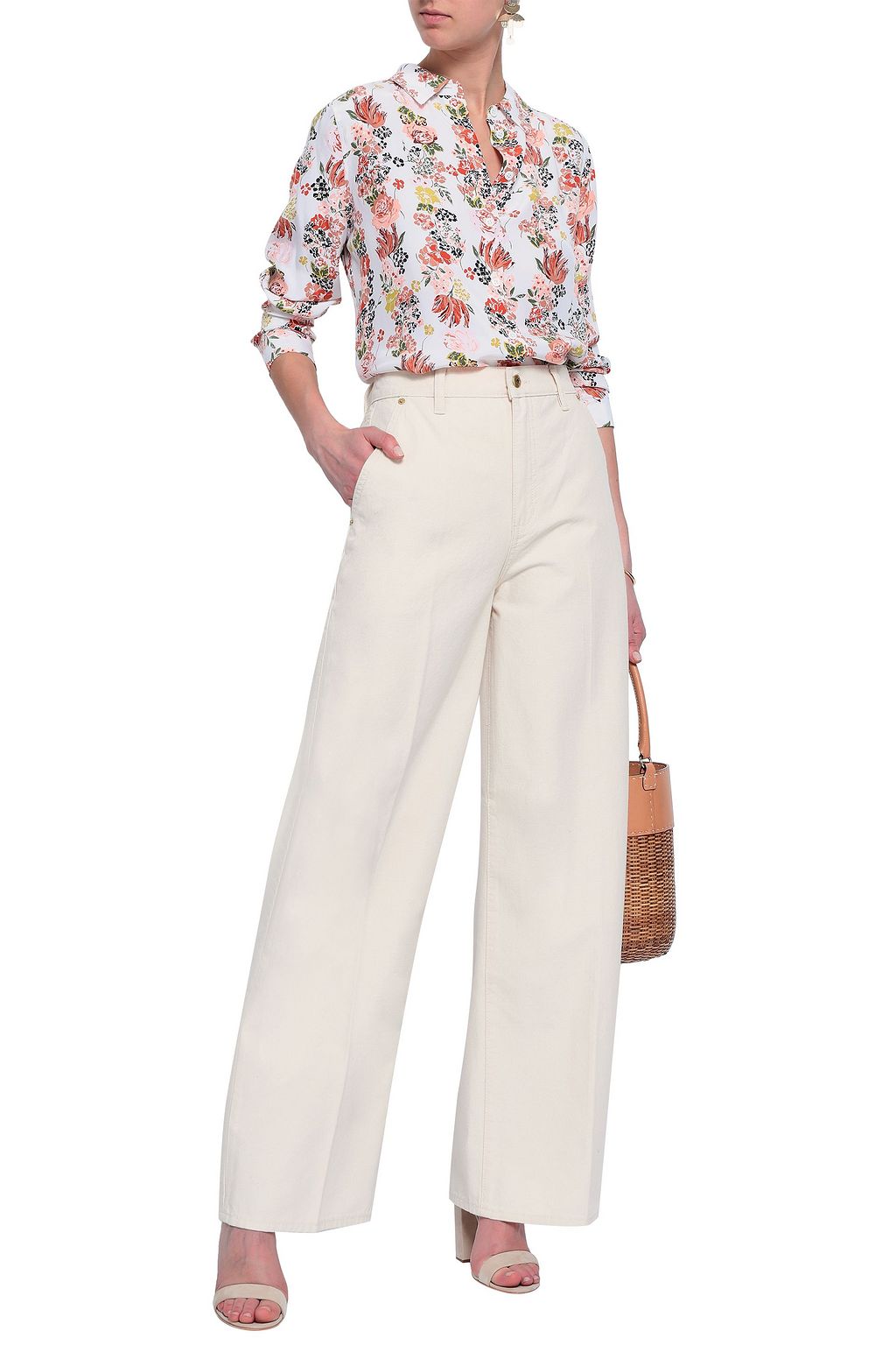 TORY BURCH Caroline cotton-canvas wide-leg pants